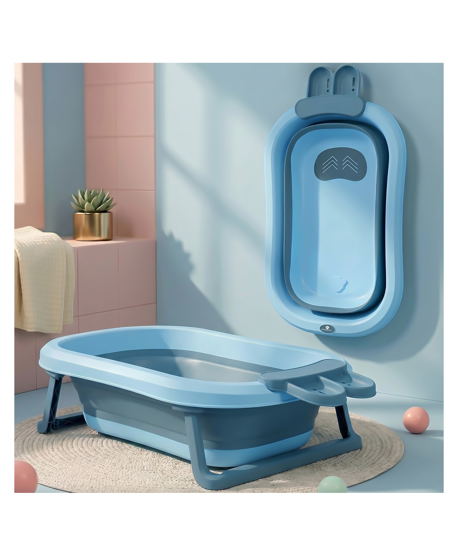 StarAndDaisy Bath Tub for Baby 0-3 Years/Foldable Bath tub for Kids, Space Saving Design, Newborn Baby Folding Bathing Tub with Soapbar Girls & Boys, Easy to Store (Skyblue)-picture-11