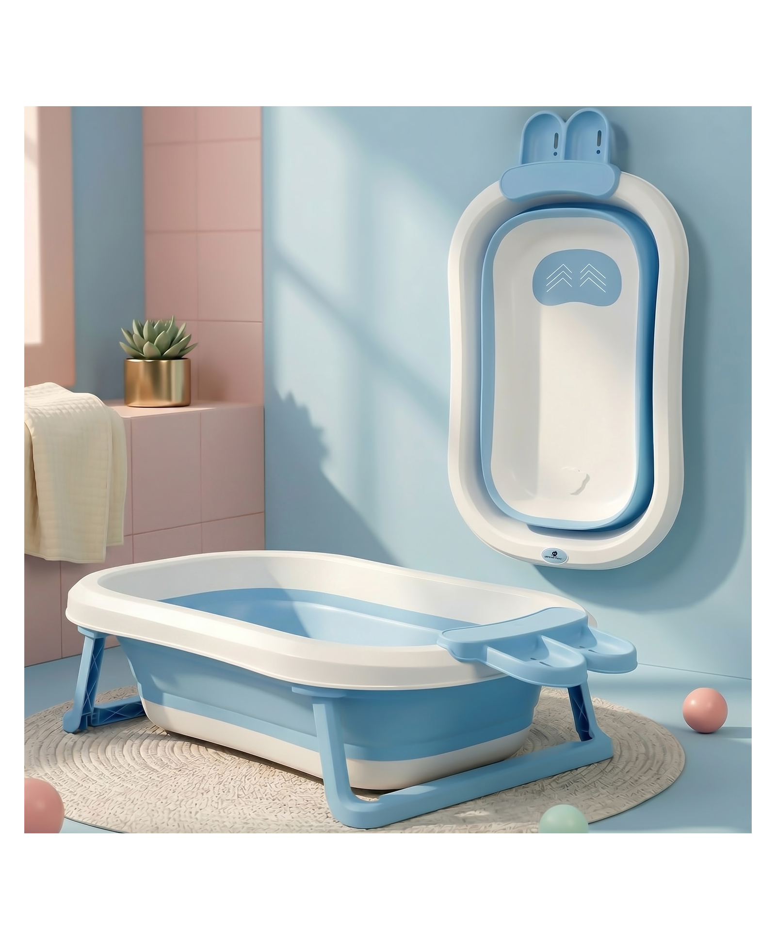 StarAndDaisy Bath Tub for Baby 0-3 Years/Foldable Bath tub for Kids, Space Saving Design, Newborn Baby Folding Bathing Tub with Soapbar Girls & Boys, Easy to Store (Blue)-image-5