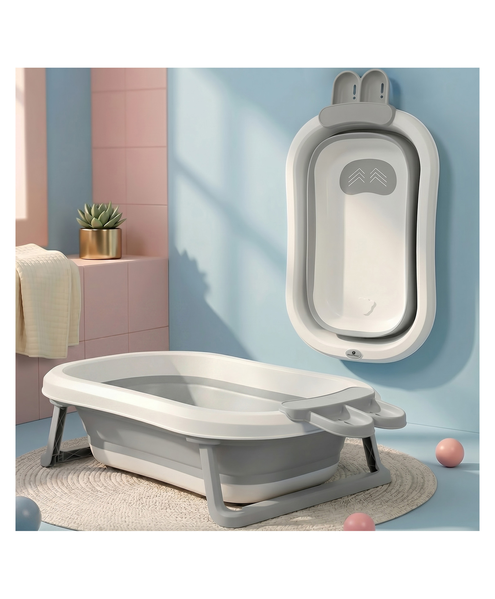 StarAndDaisy Bath Tub for Baby 0-3 Years/Foldable Bath tub for Kids, Space Saving Design, Newborn Baby Folding Bathing Tub with Soapbar Girls & Boys, Easy to Store (Grey)-picture-14