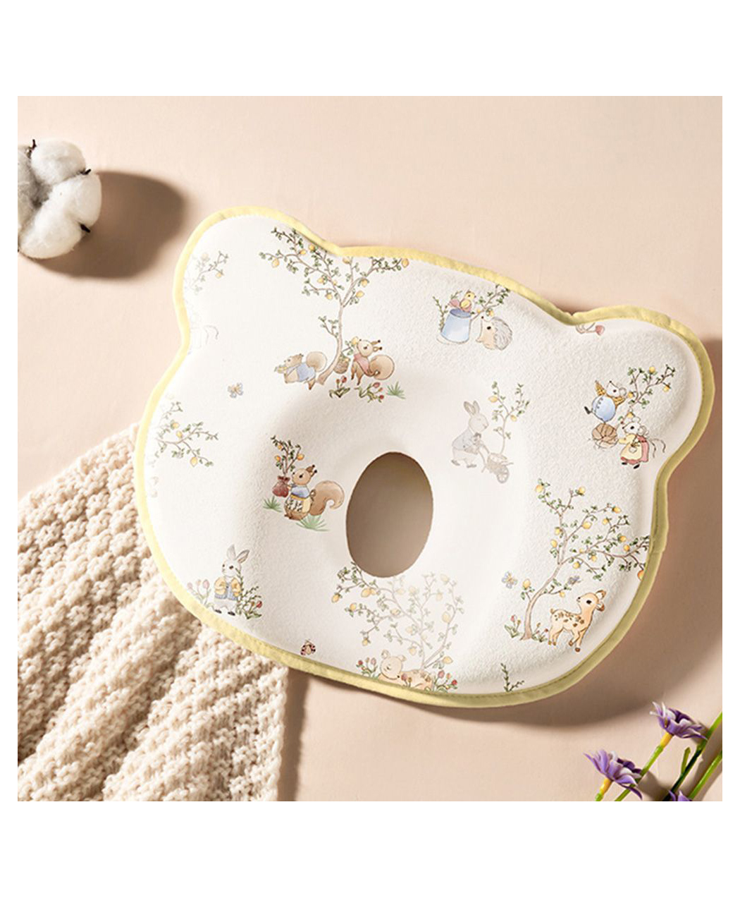 StarAndDaisy Baby Head Protector Pillow Bear Shape Cotton Alice in Wonderland Print for 6 to 24 Months Memory Foam squirrel Print-picture-18