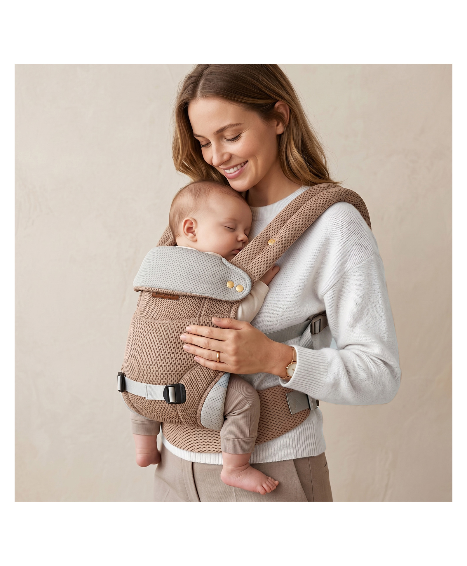 StarAndDaisy 4 in 1 Baby Carrier for 0 to 3 Year Baby Kangaroo Bag with Comfortable Soft Hip Seat Baby Carrier with 4 Carrying Positions and 2 Storage Pockets Brown Black-image-29