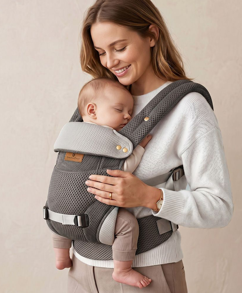 StarAndDaisy 4 in 1 Baby Carrier for 0 to 3 Year Baby Kangaroo Bag with Comfortable Soft Hip Seat Baby Carrier with 4 Carrying Positions and 2 Storage Pockets Blue Black-picture-28