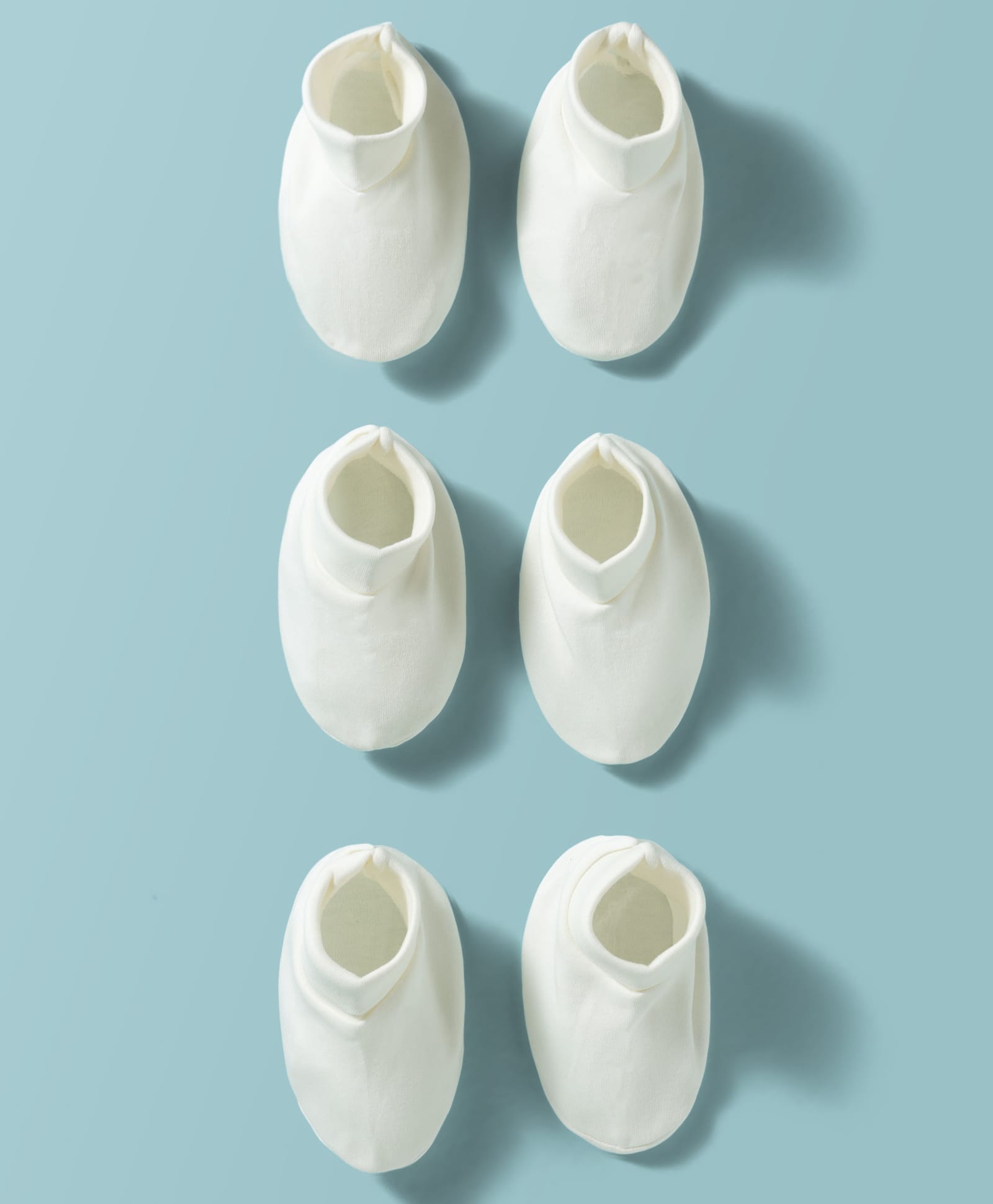 Doodle Poodle 100% Cotton Interlock Knit Booties Solid Pack Of 3- White-picture-13