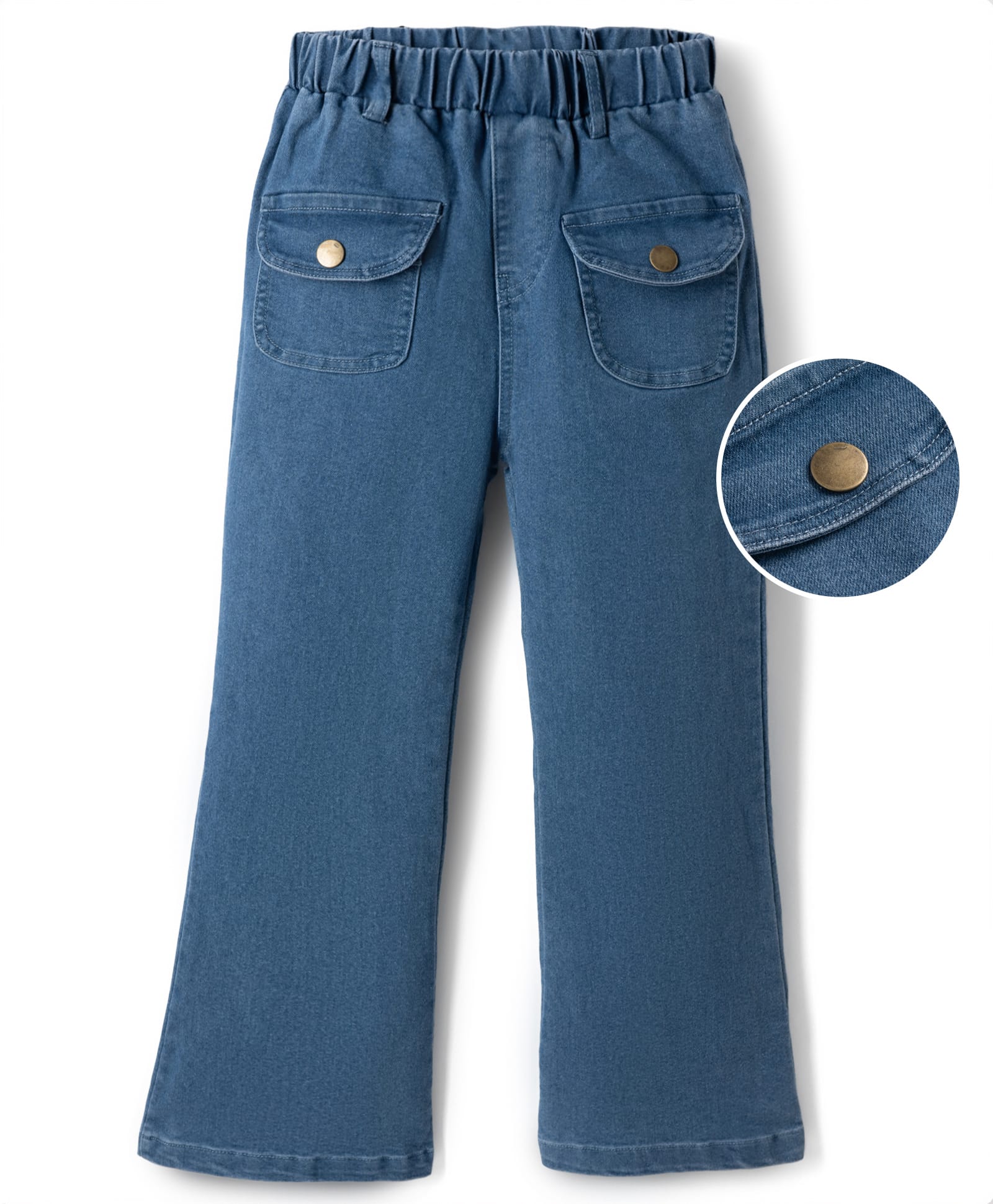 Mark & Mia Cotton Blend Full Length Washed Flared Jeans - Blue-picture-18