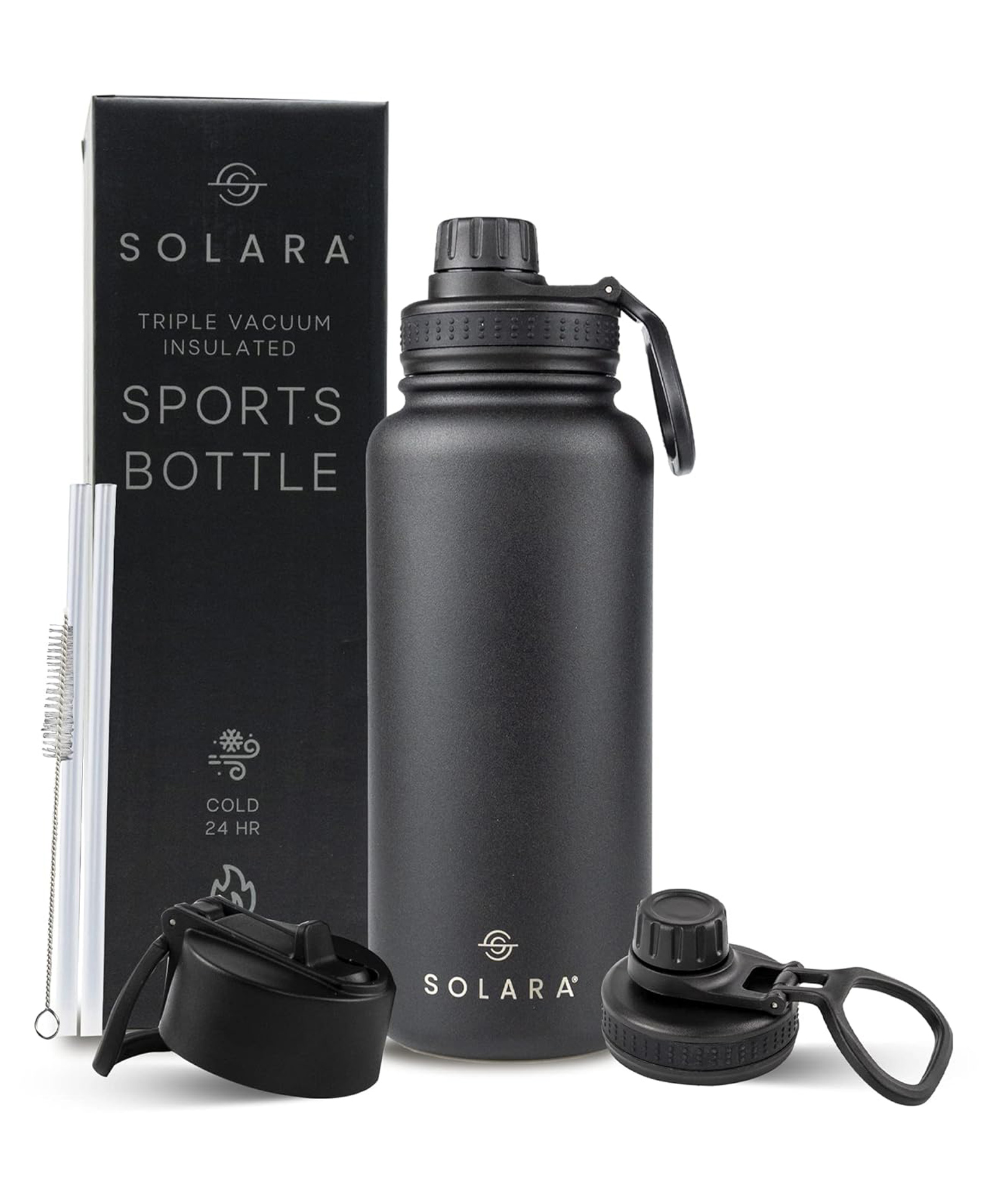 SOLARA Insulated Water Bottle 1 Litre, Hot Water Bottle, Thermosteel Water Bottle - Black-image-11