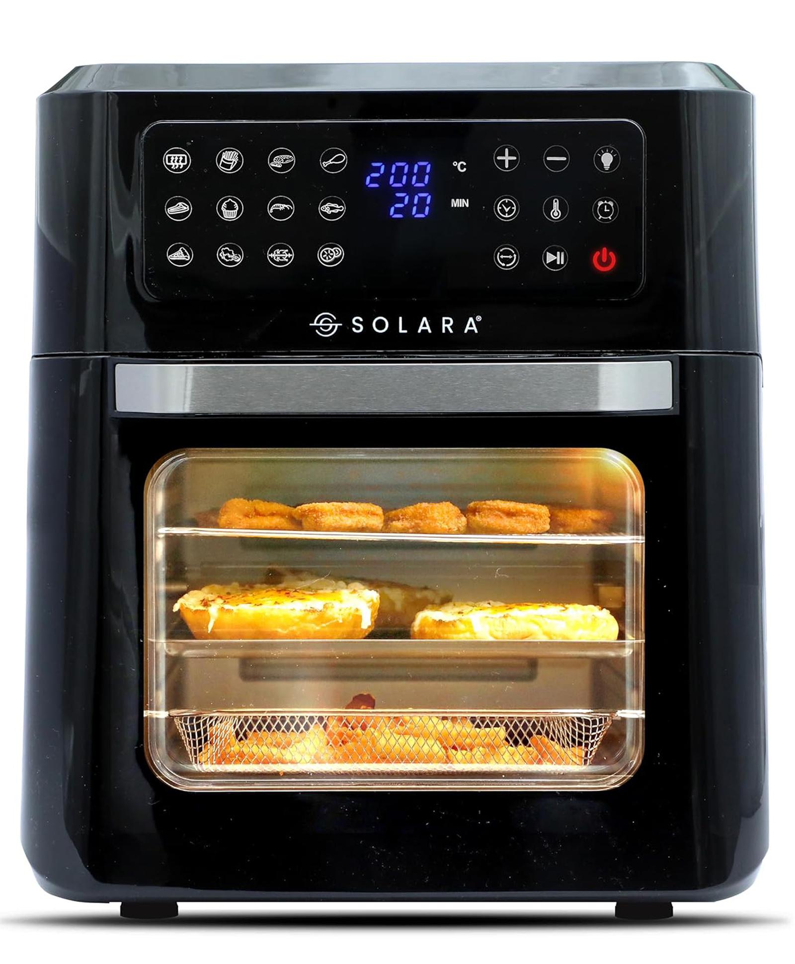 Solara Air Fryer Oven for Home Kitchen |1800 W OTG Air Fryer | 12 Presets | 9 Accessories | Grill | Roast |Bake| Reheat XX Large Black - 12 Litre-image-6