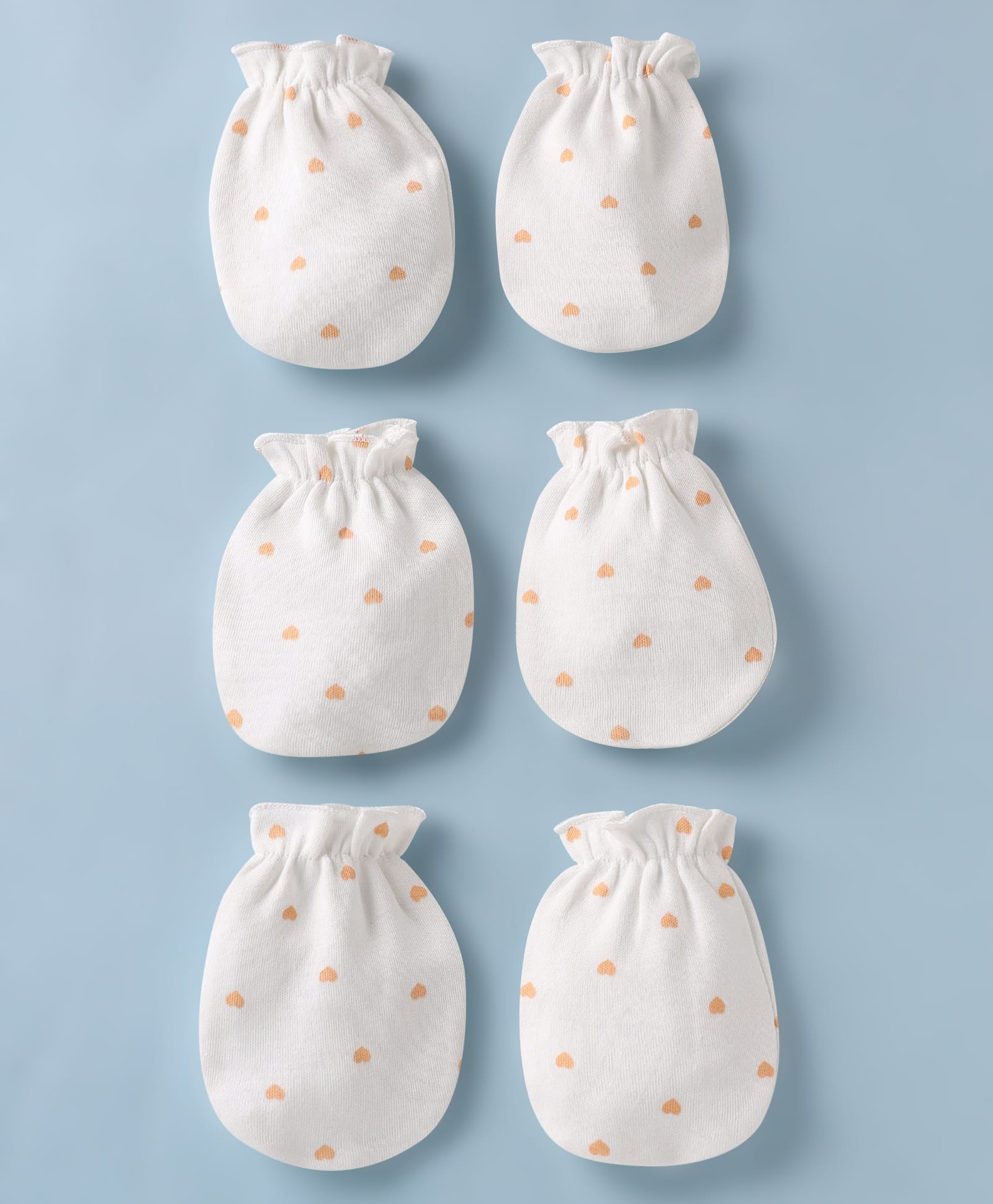 Doodle Poodle 100% Cotton Interlock Knit Mittens With Heart Print Pack of 3 - White-image-34