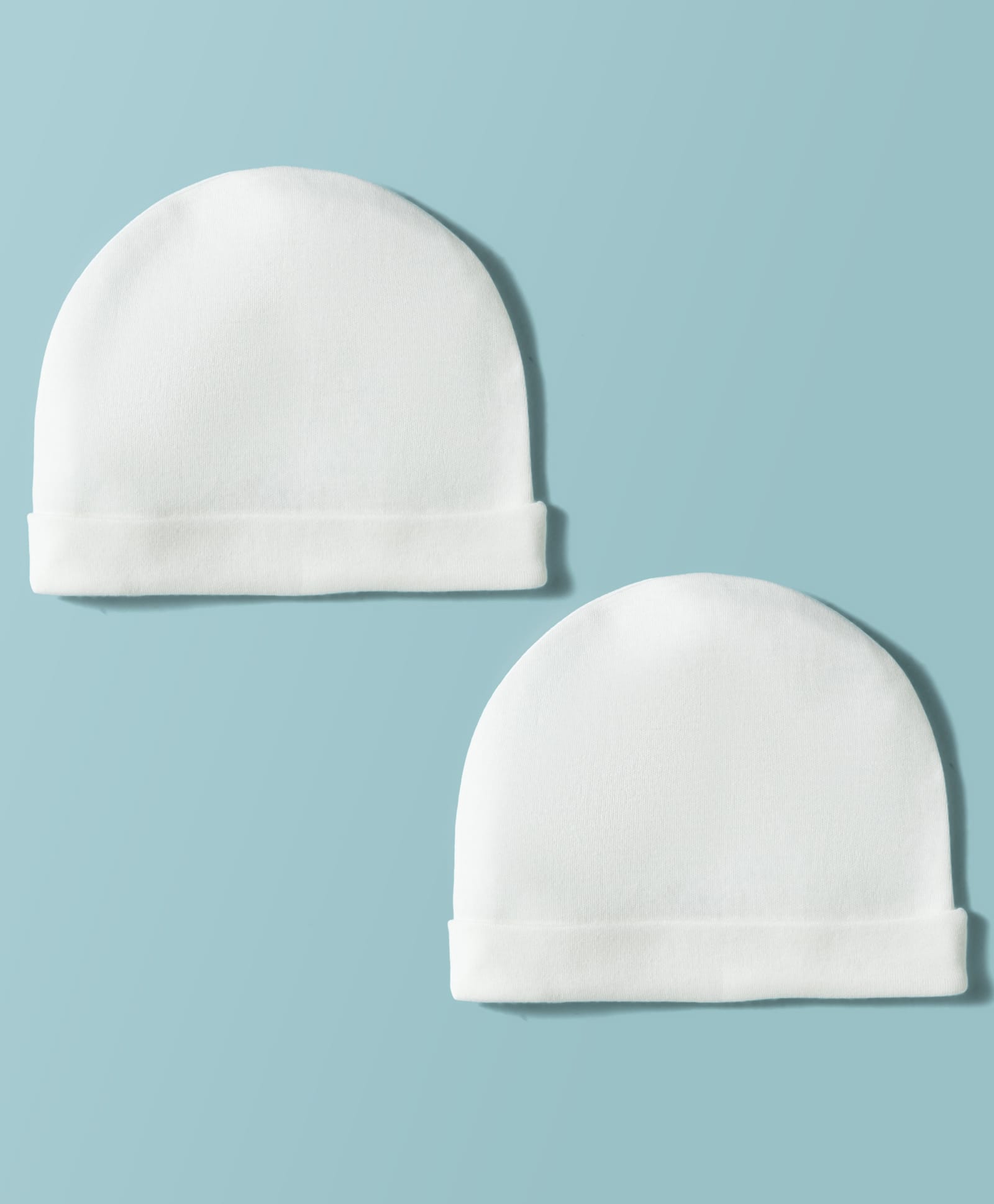 Doodle Poodle 100% Cotton Interlock Knit Solid Baby Caps Pack of 2 White - Diameter 16 cm-picture-19