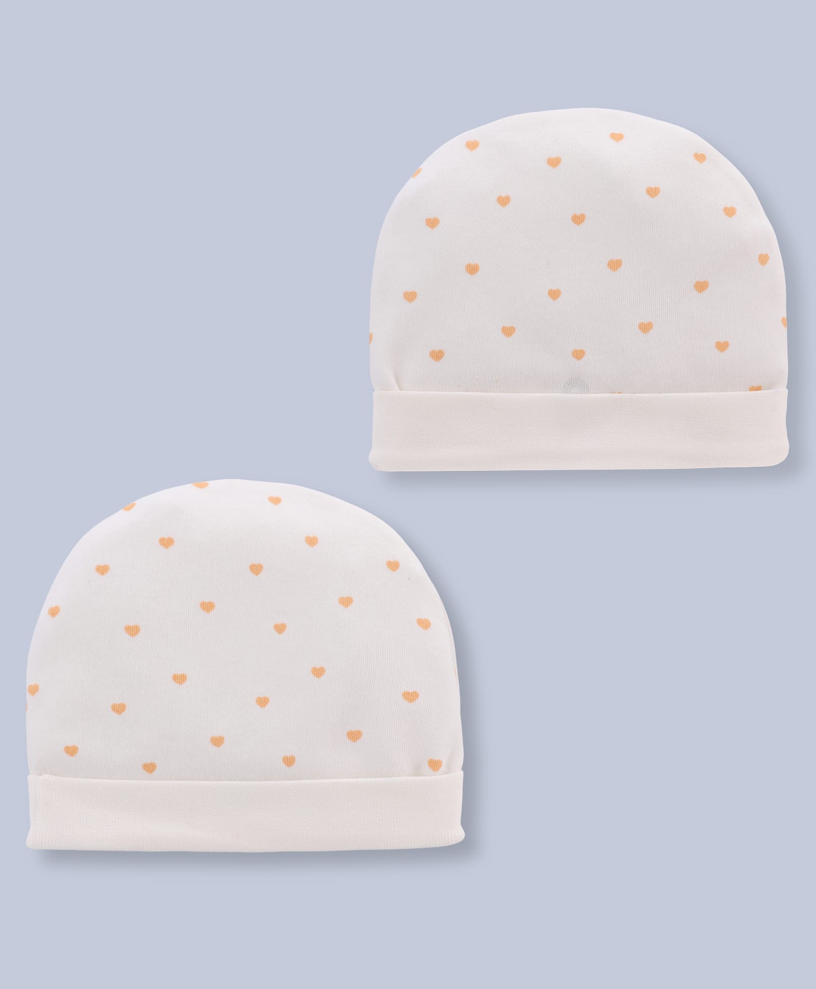 Doodle Poodle 100% Cotton Interlock Caps With Heart Print Pack of 2 White - Diameter 16 Cm-picture-23