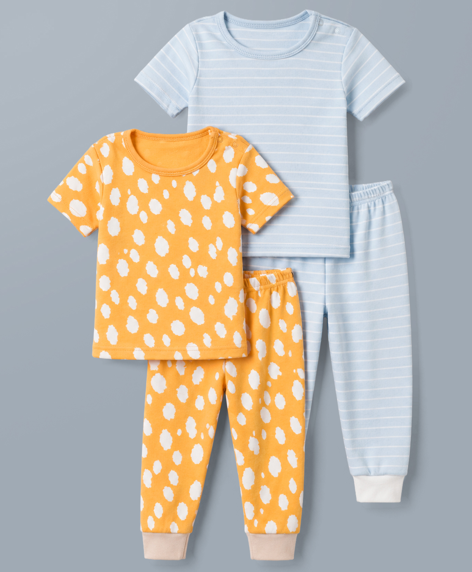 Junior Star Pack Of 2 Half Sleeves Striped & Abstract Printed Coordinating Tee & Pants Set - Multi Colour-image-25