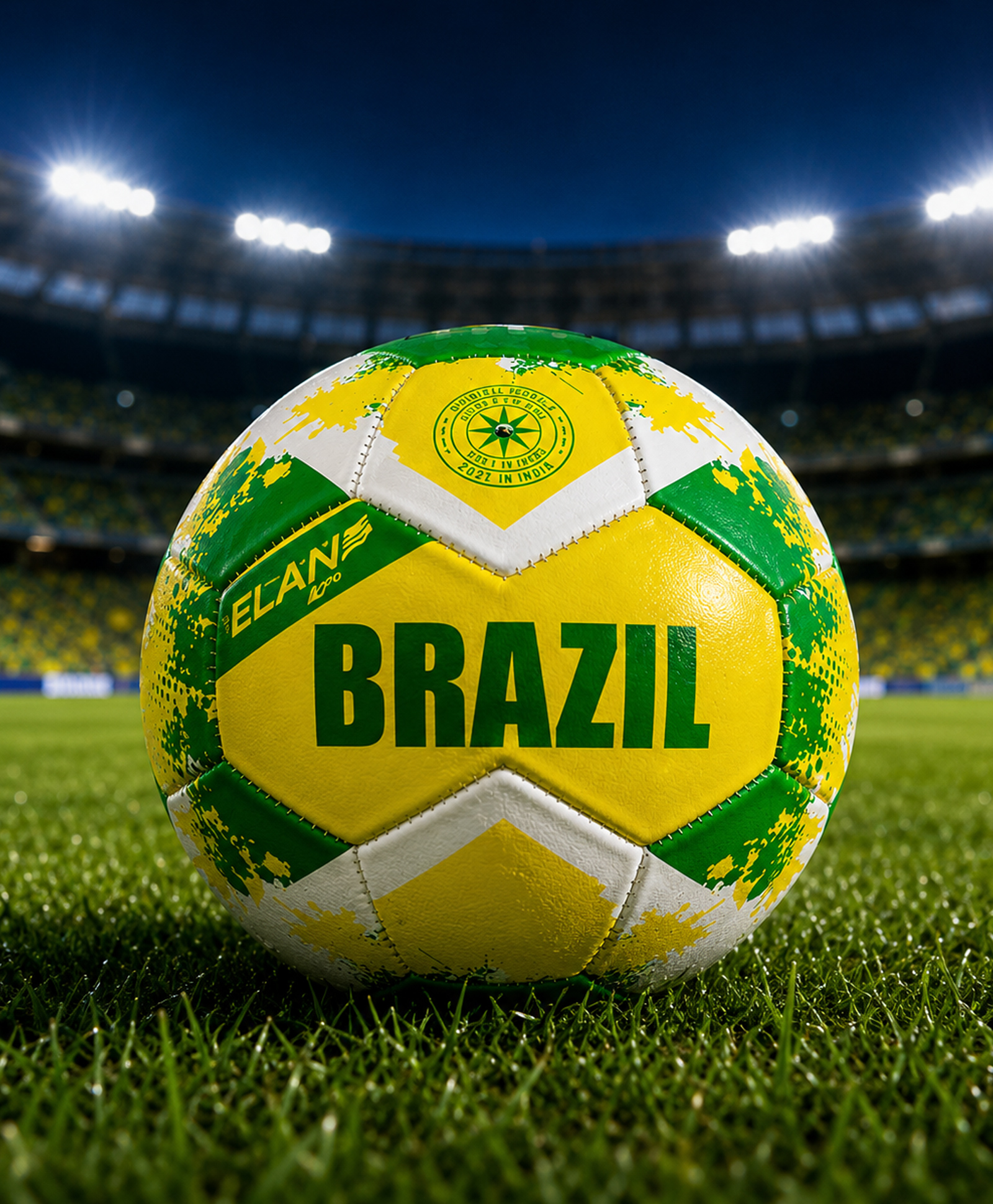 fab n funky 32 Panel Stitched Soccer Ball for Kids & Adults| Size 5 Brazil Theme Football| Durable Outdoor Training Ball| Match Play & Turf/Ground Use| Official Size Football for Skill Development- Yellow-picture-24