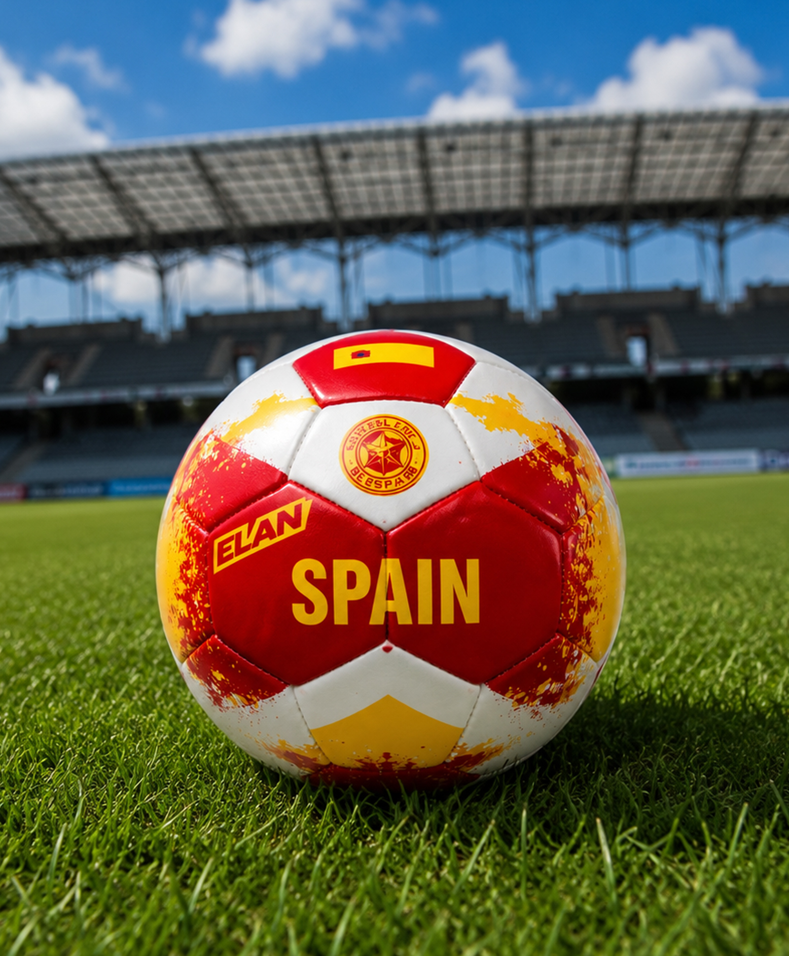 32 Panel Stitched Soccer Ball for Kids & Adults| Size 5 Spain Theme Football| Durable Outdoor Training Ball| Match Play & Turf/Ground Use| Official Size Football for Skill Development - Red-image-9