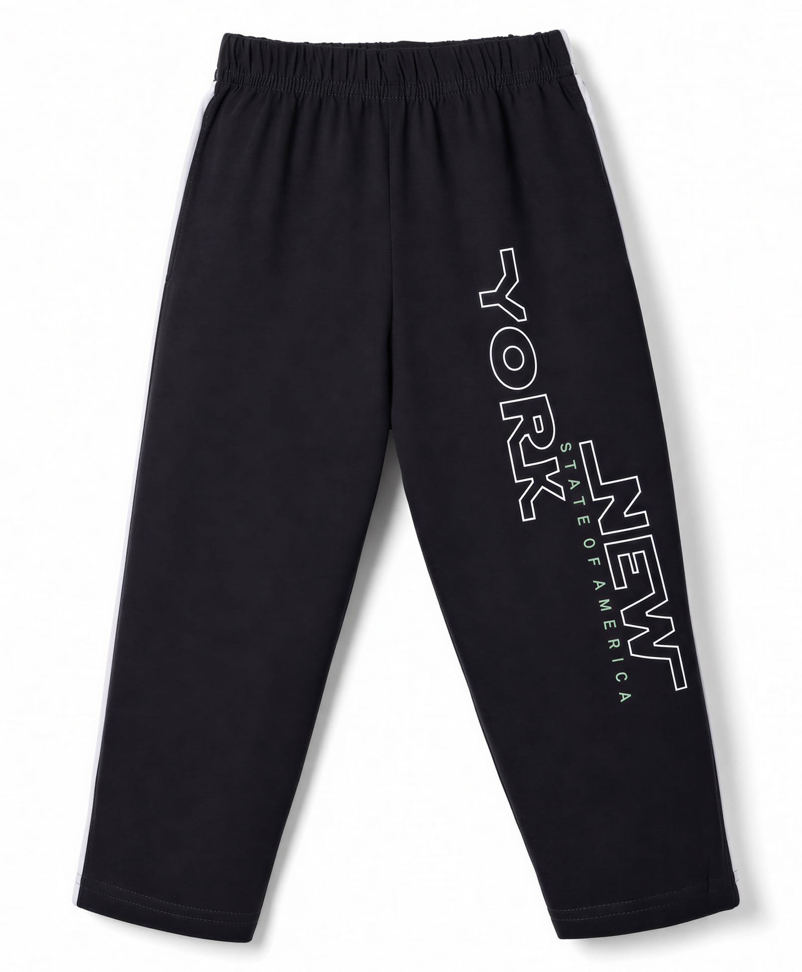 Taeko Single Jersey Knit Full Length Track Pant Text Print -Black-picture-35