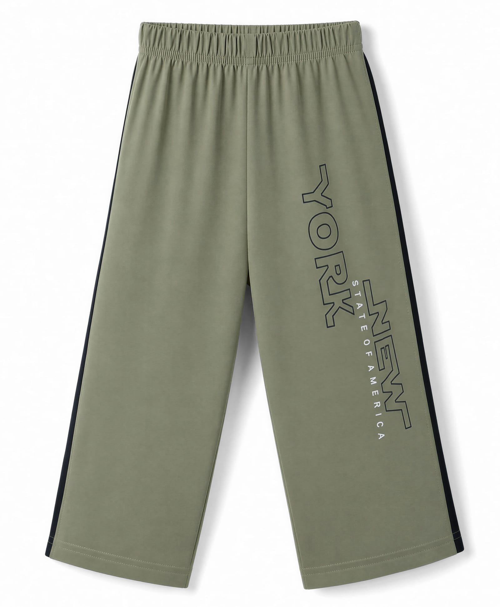 Taeko Single Jersey Knit Full Length Track Pant Text Print -Olive-picture-36
