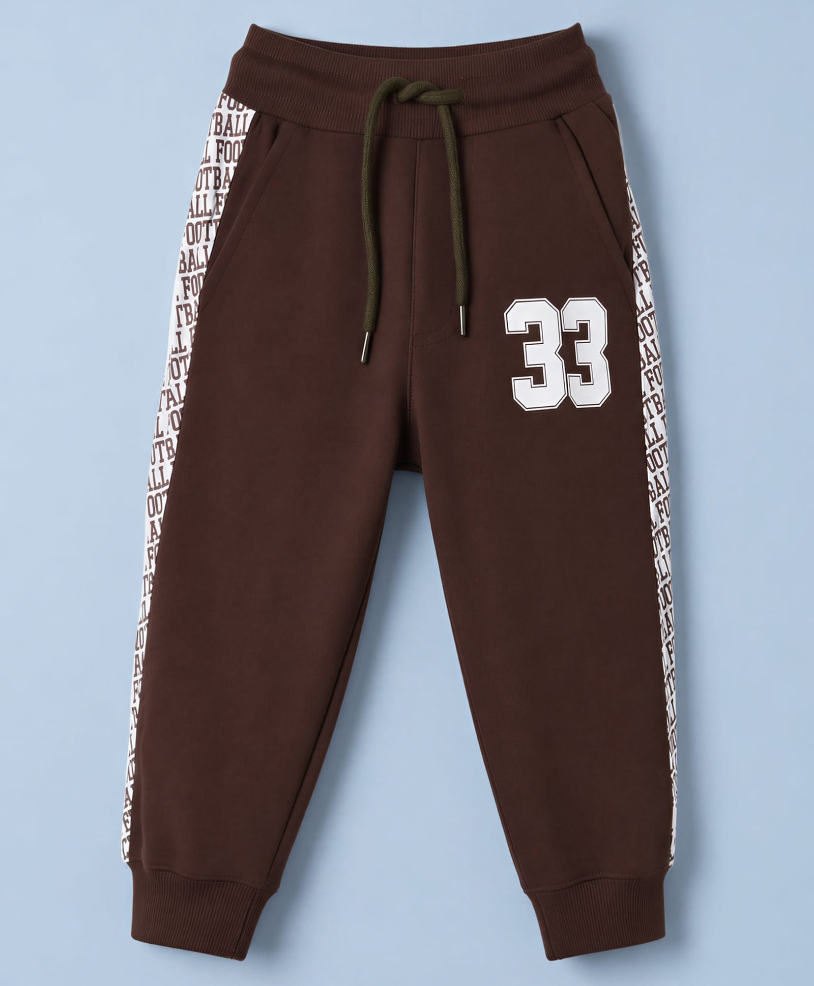 Taeko Looper Knit Full Length Lounge Pant with Text Print- Brown-picture-18