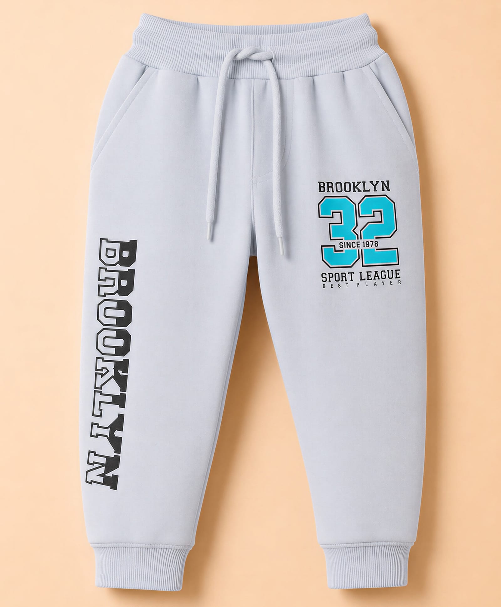 Taeko Looper Knit Full Length Lounge Pant with Text Print- Light Grey-picture-24