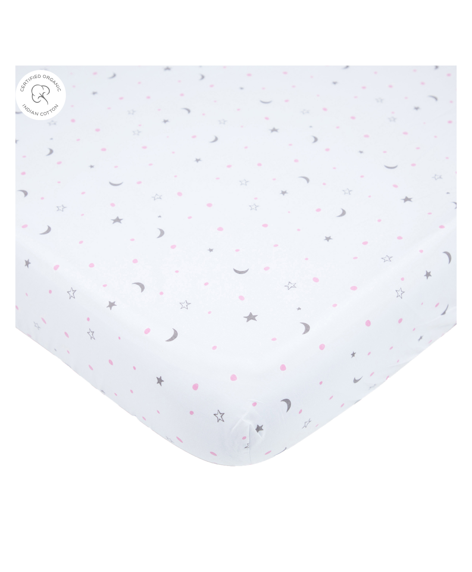 Masilo Organic Cotton Fitted Cot Sheet Star Print - White-picture-28