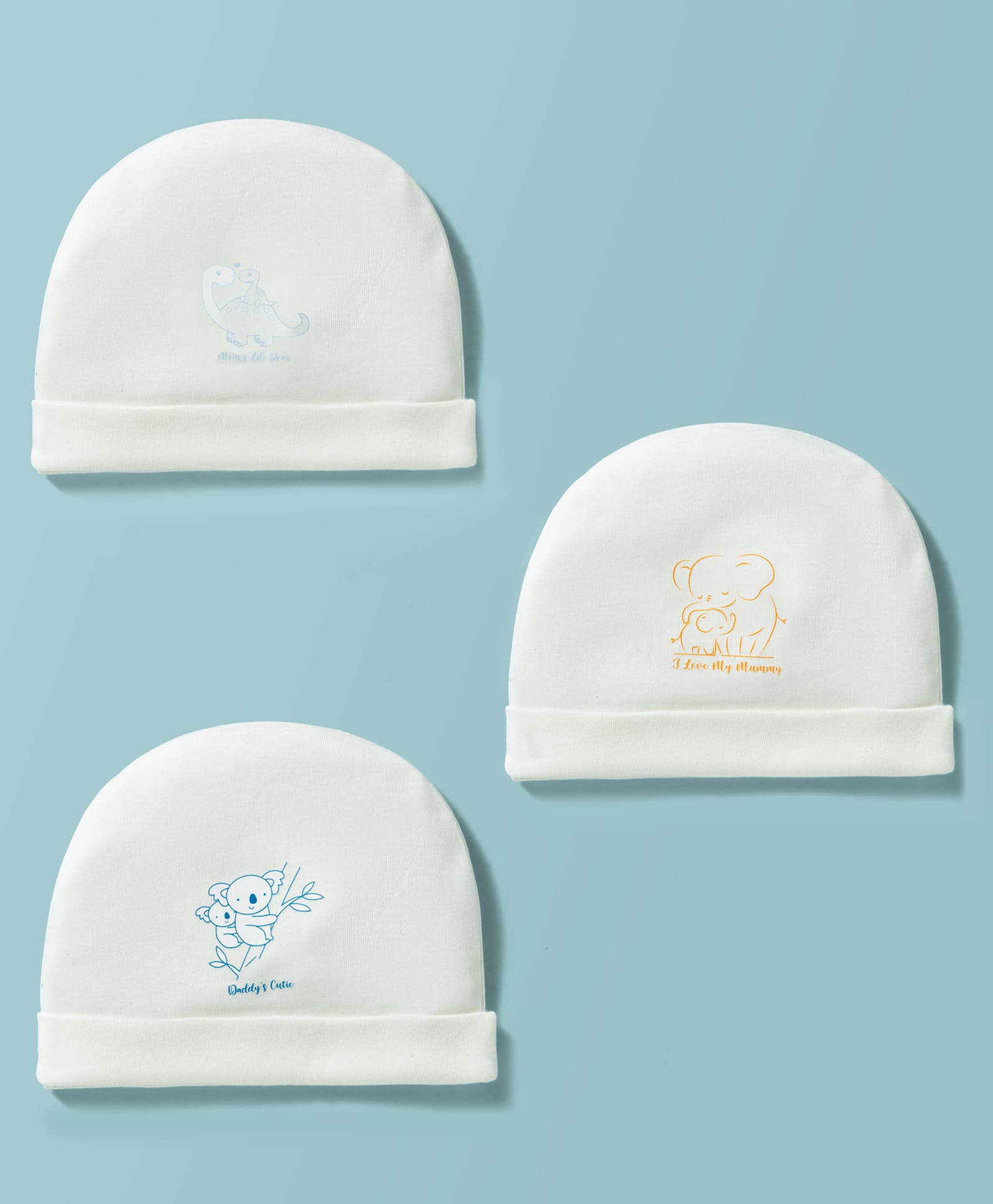 Doodle Poodle 100% Cotton Interlock Knit Cap With Animal Print Pack Of 3 White - Diameter 16 cm-image-47
