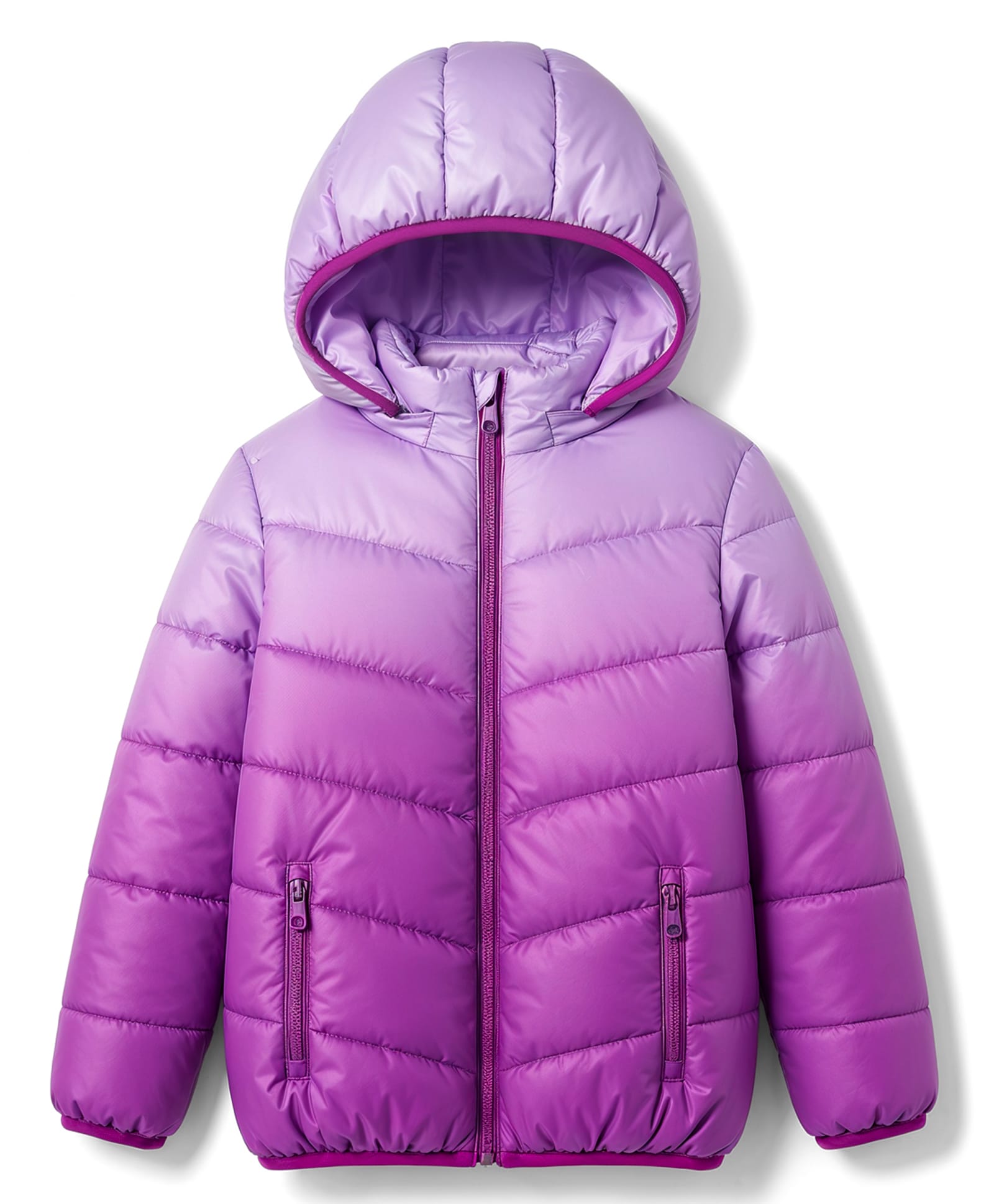 Primo Gino Woven Full Sleeves Hooded Padded Solid Colour Jacket with Ombre Effects - Purple-picture-14
