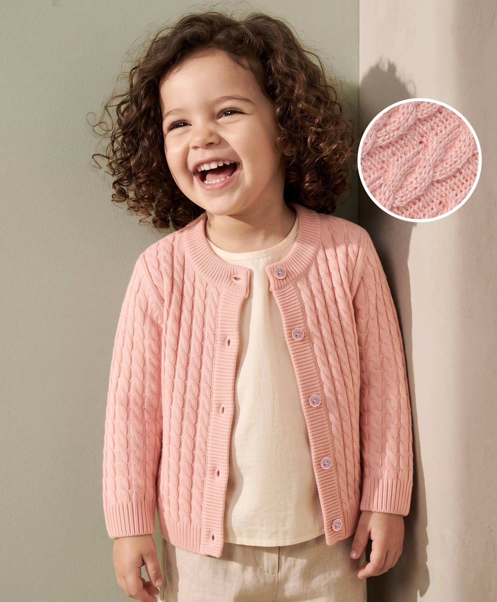 Babyhug Knit Full Sleeves Front Open Sweaters With Cable Knit Design - Pink-picture-15
