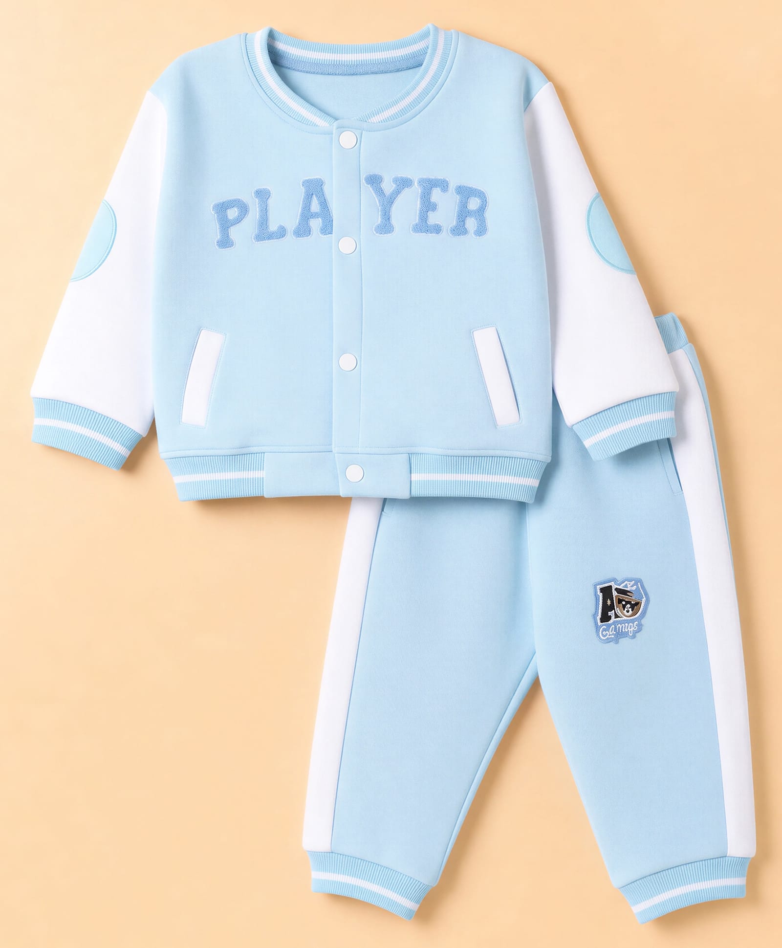 ToffyHouse Knit Full Sleeves T-Shirt & Lounge Winter Wear with Text Embroidered - Light Blue-image-14
