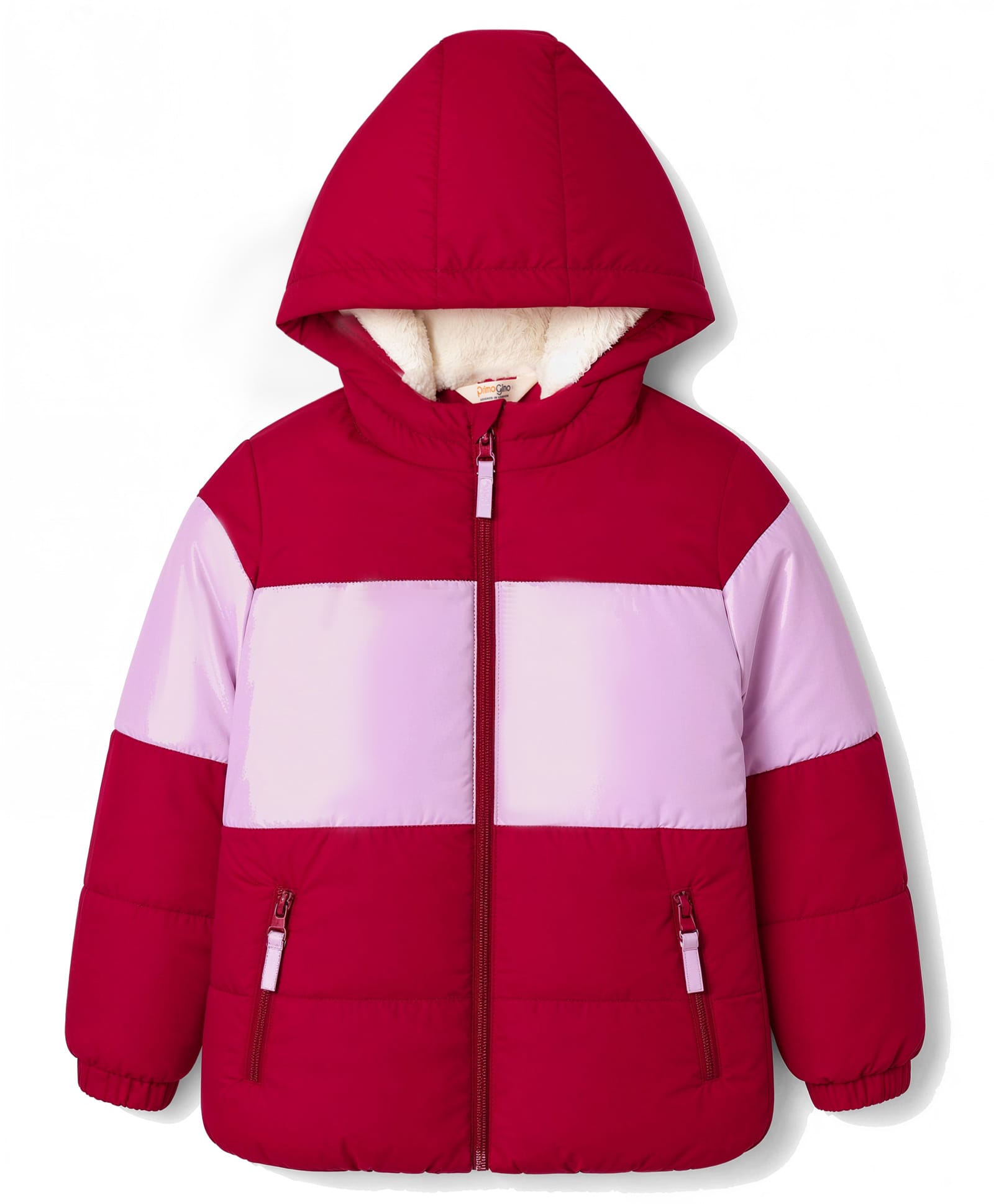 Primo Gino Woven Full Sleeves Color Block Hooded Padded Jacket -Dark Red-picture-23