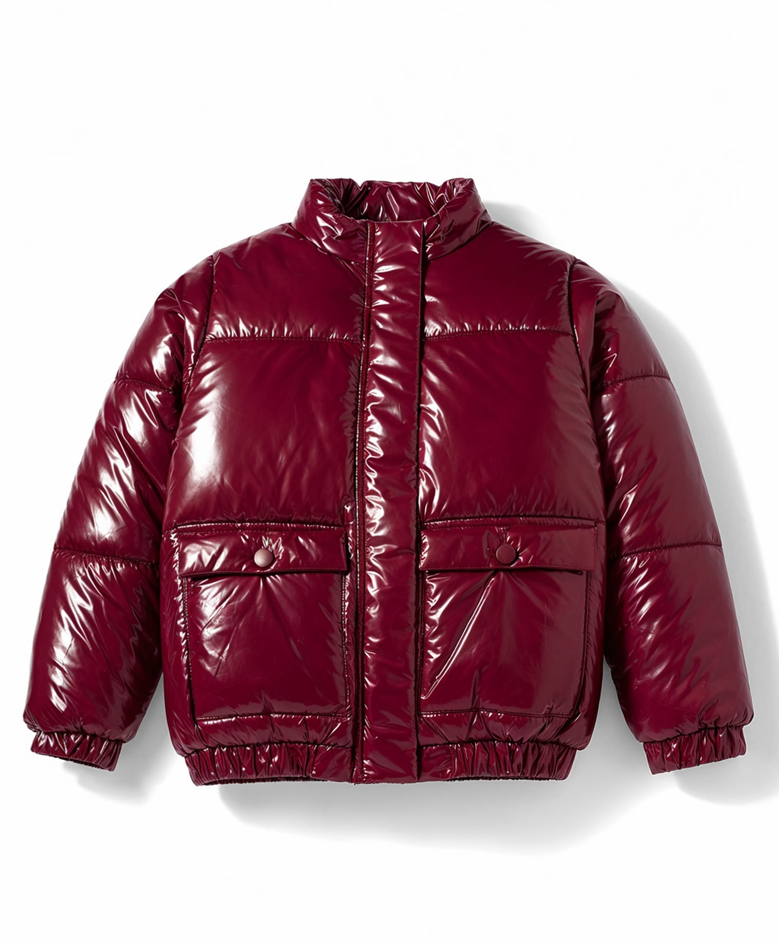Primo Gino Woven Full Sleeves Puffer Padded Solid Colour Jacket - Wine-picture-32