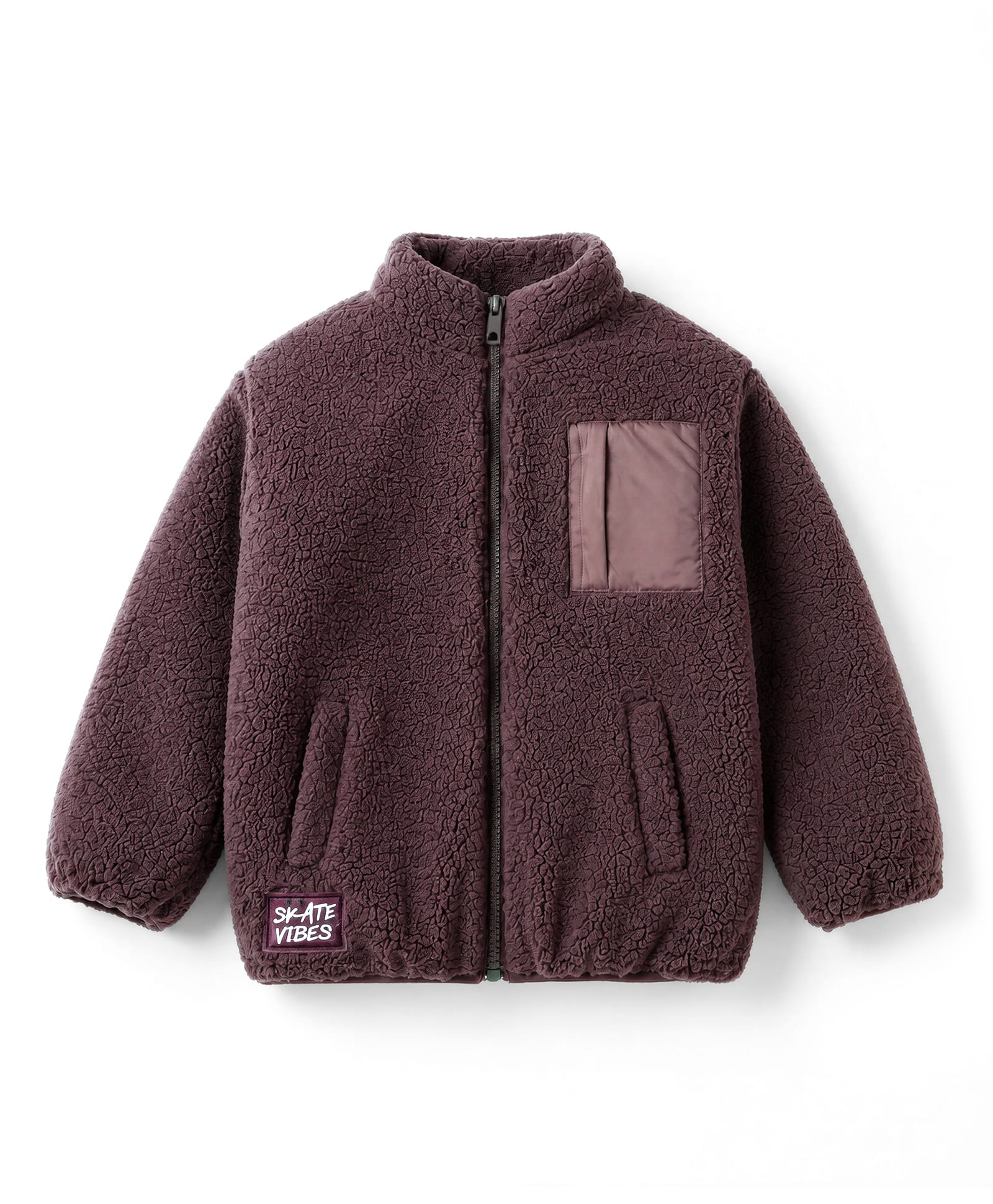 Primo Gino Woven Full Sleeves Solid Colour Sherpa Jacket - Wine-picture-35