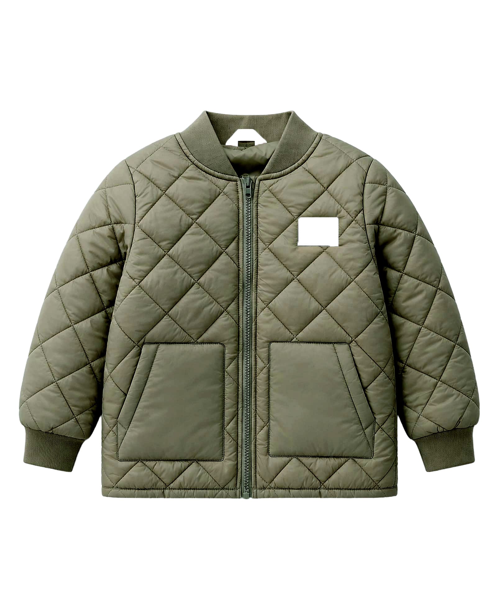 Primo Gino Woven Full Sleeves Solid Bomber Puffer Quilted Jacket With Patch & Kangaroo Pockets - Light Green-picture-36