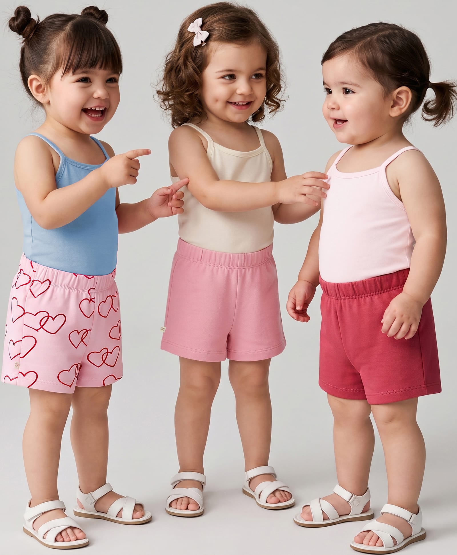 Bonfino 100% Cotton Knit Solid & Hearts Printed Shorts Pack of 3 - Pink-picture-6