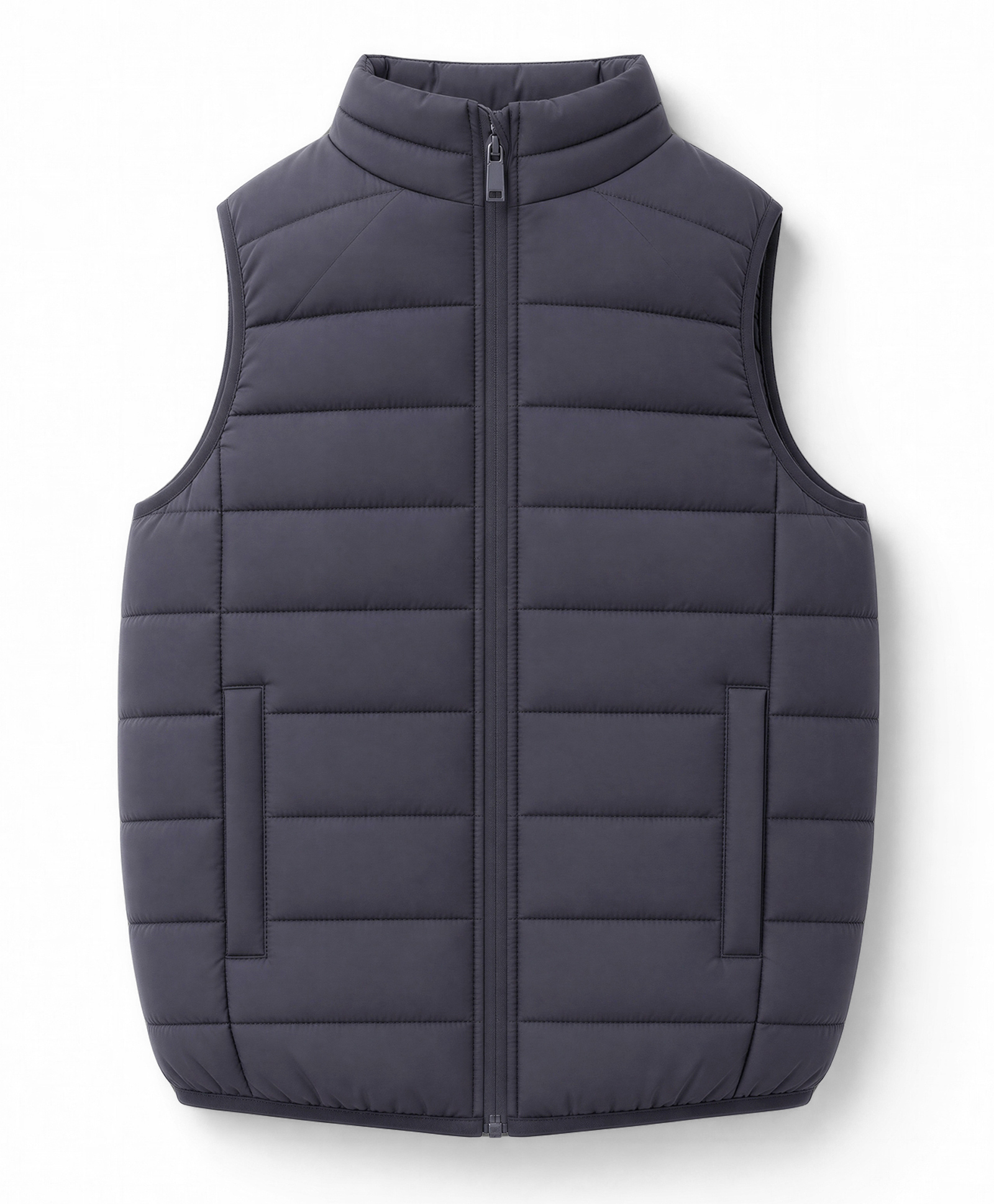 Primo Gino Woven Puffer Quilted Sleeveless Jacket - Black-image-4