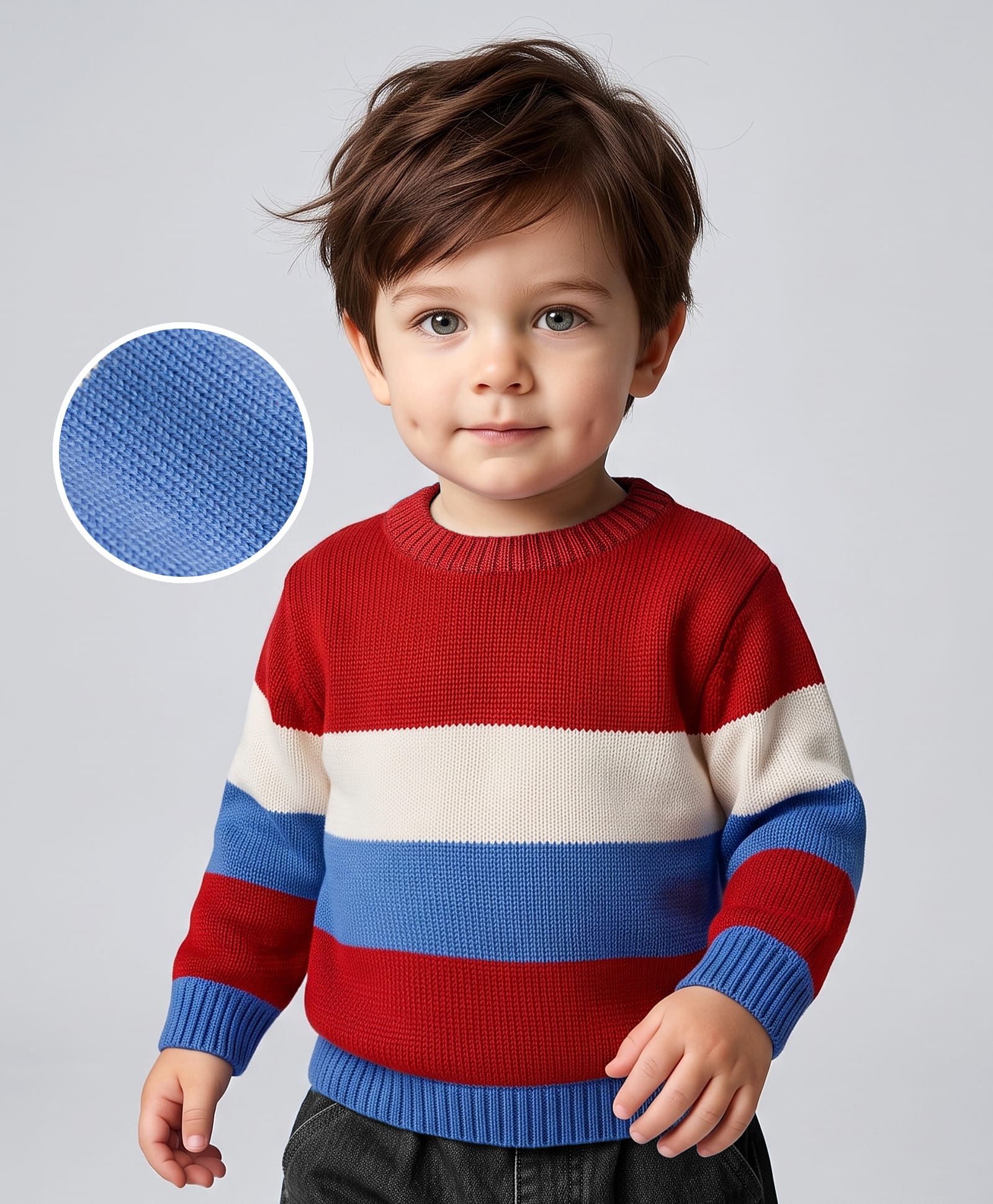 Babyoye 100% Cotton Knit Full Sleeves Striped Pullovers - Red-image-17