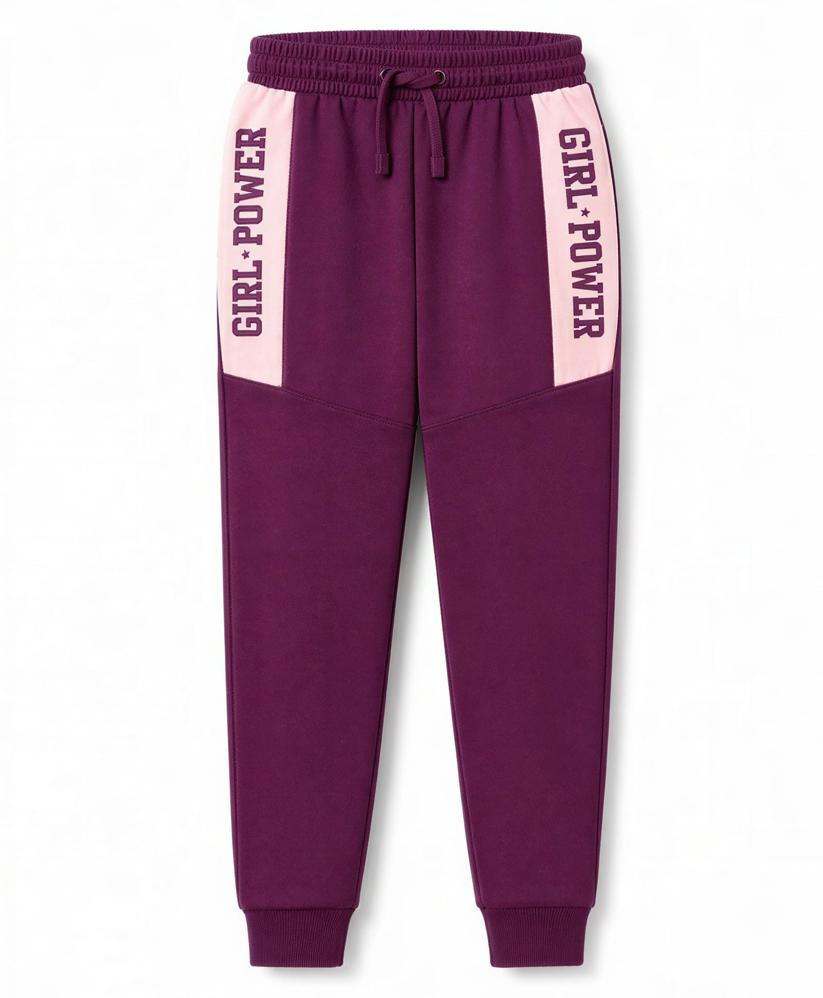 CUCUMBER Sinker Knit Full Length Lounge Pant with Text Print & Cut & Sew Design -Maroon-picture-34