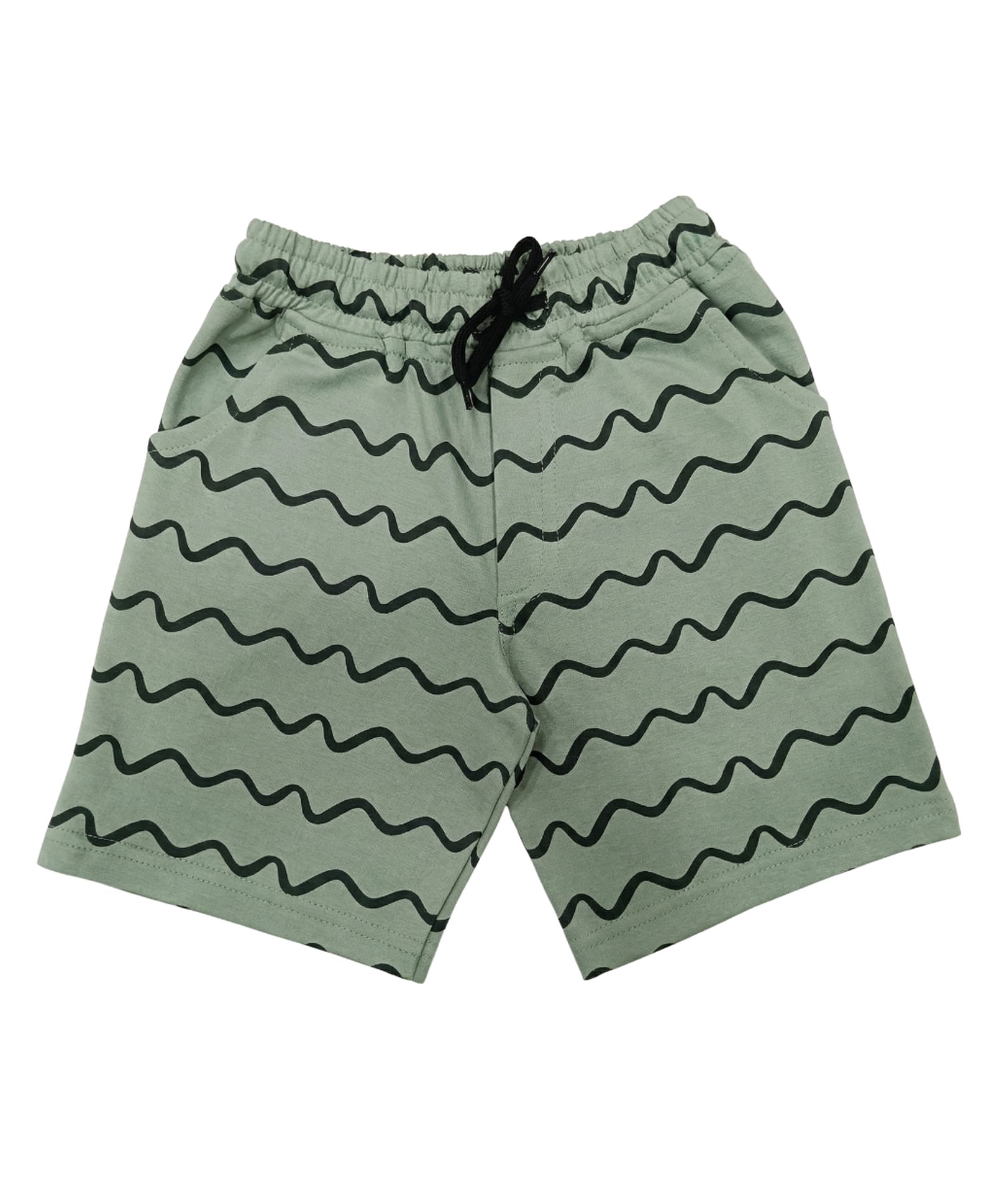 Kidcity Cotton Knit Abstract Printed Shorts - Dark Green-image-42