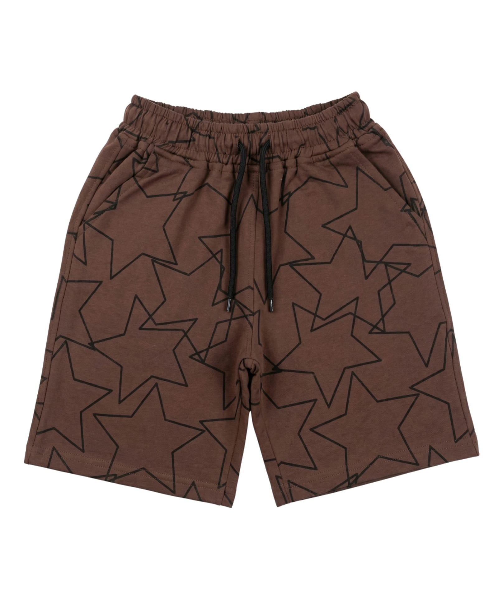 Kidcity Cotton Knit Stars Printed Shorts - Brown-picture-26