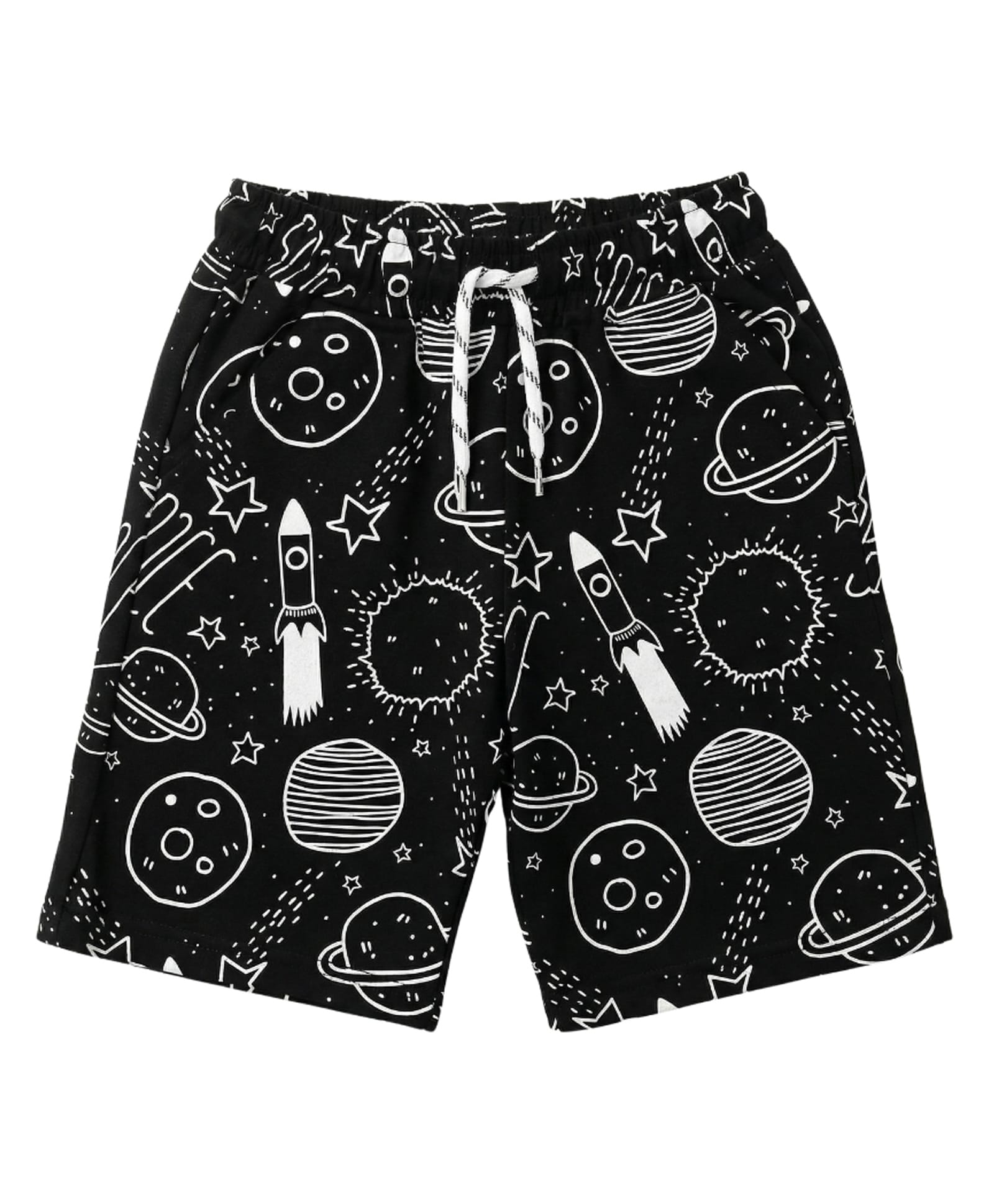 Kidcity Cotton Knit Space Theme Shorts - Black-picture-20