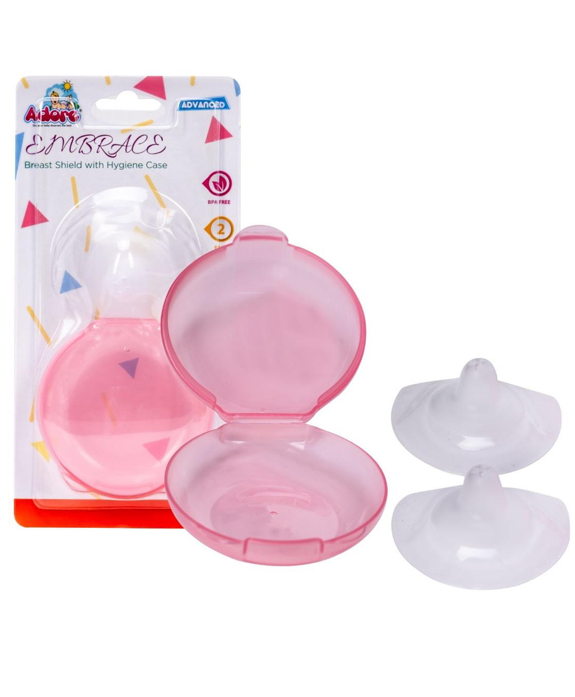 Adore Embrace Premium Super Soft Silicon Breast Shield with Storage Case-1 Pair - Pink-image-44