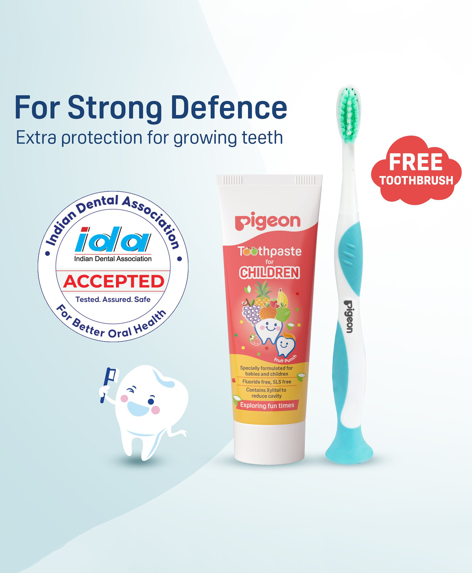 Pigeon Toothpaste For Children Fruit Punch With Free Kids Toothbrush - Blue & 45 g-image-20