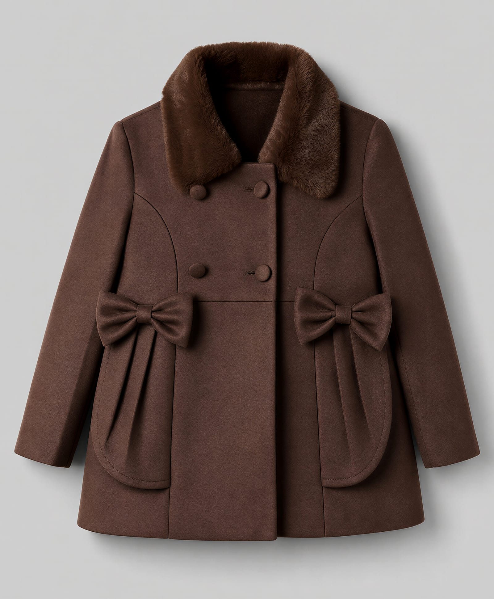 Babyhug Woven Trench Coat with Full Sleeves and Bow Detail - Brown-image-8
