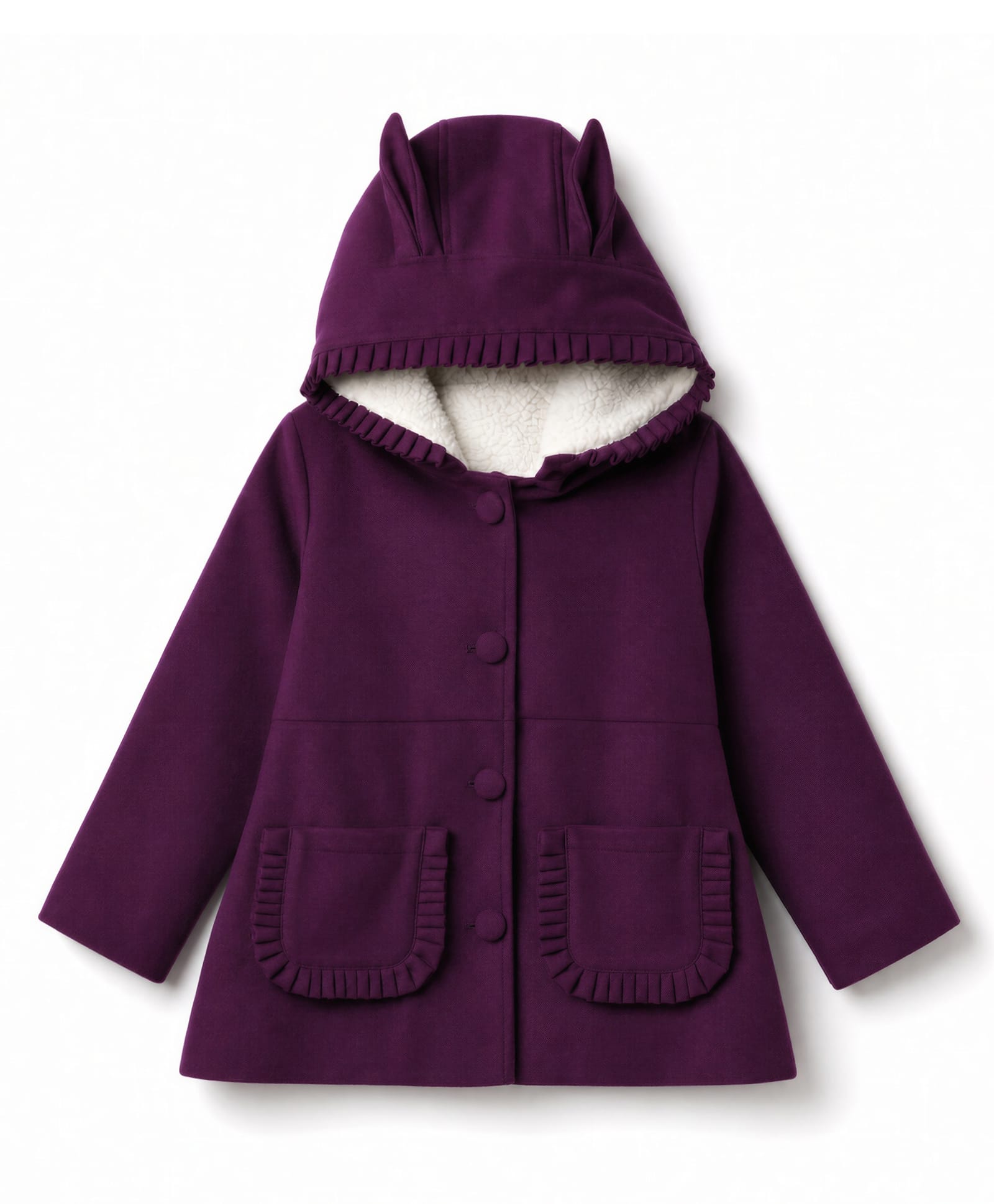Babyhug Woven A-Line Hoodie with Full Sleeves and Fur Lining - Purple-image-19