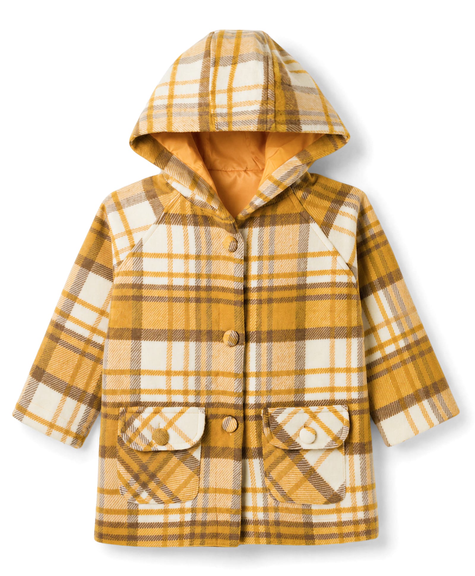 Babyhug Suede Woven Hooded Jacket with Full Sleeves and Checks Print - Yellow-image-45