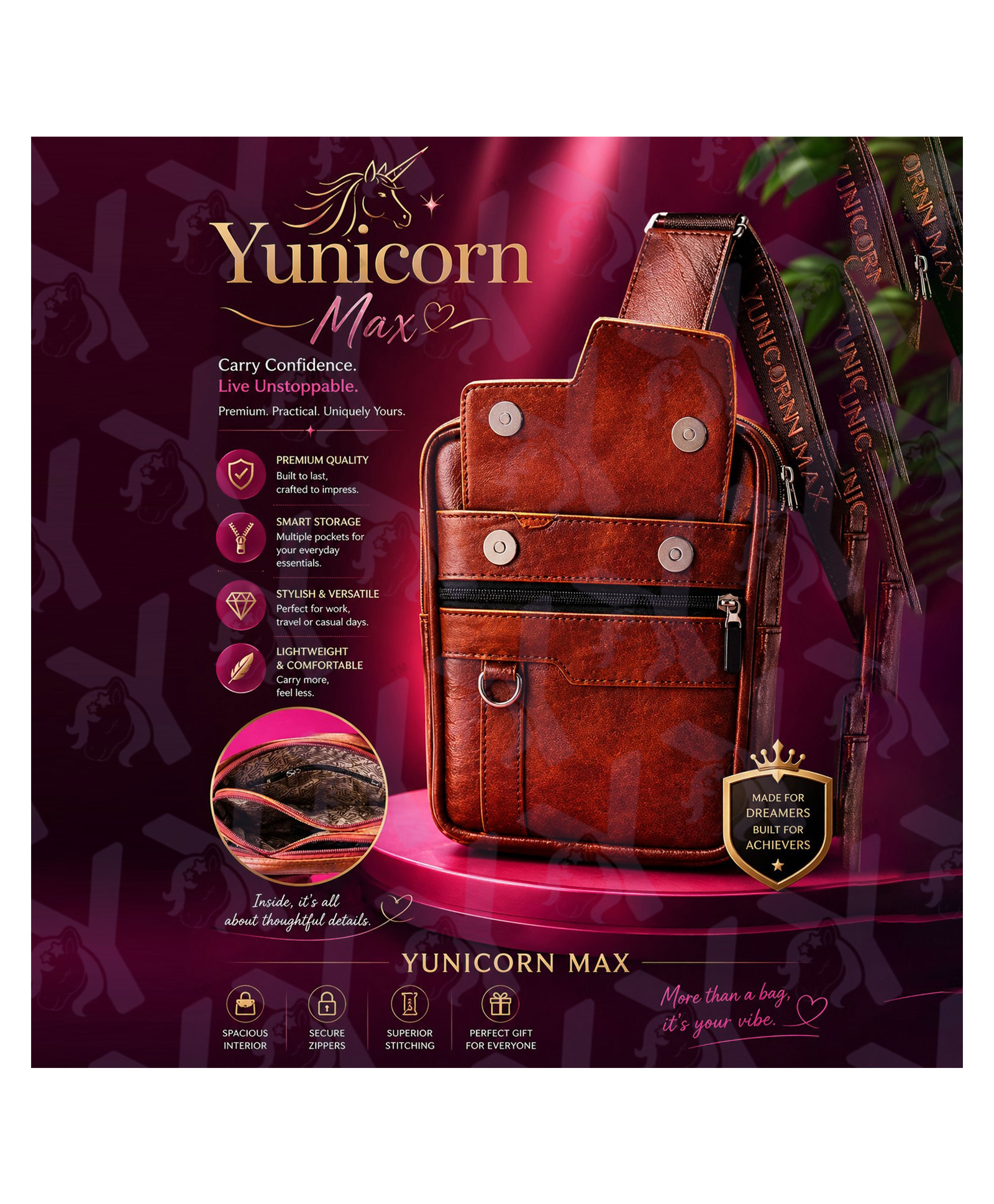 Yunicorn Max Men's Messenger/Water Resistant Crossbody Bag/ Executive Sling/ Men's Shoulder Bag/ Midnight Communter Pouch/ Travel Organizer Bag/ Pouch with Strap Bag - Colour may vary-image-2