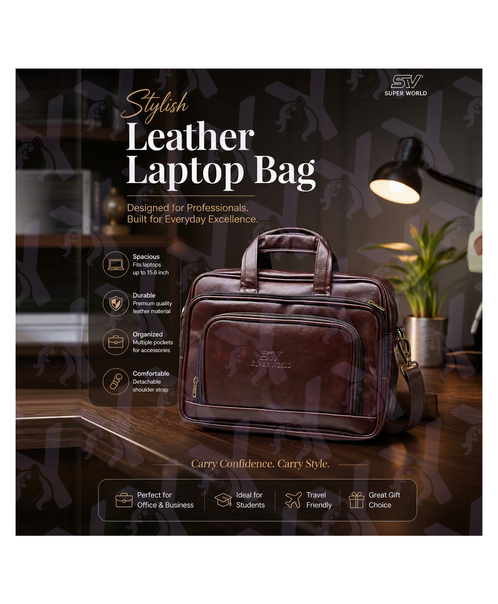 Yunicorn Max Elite Professional Commuter/ Executive Briefcase/ Office Laptop Bag / Trendy Briefcase/ Office Satchel / Global Workbag - Colour may vary-image-3