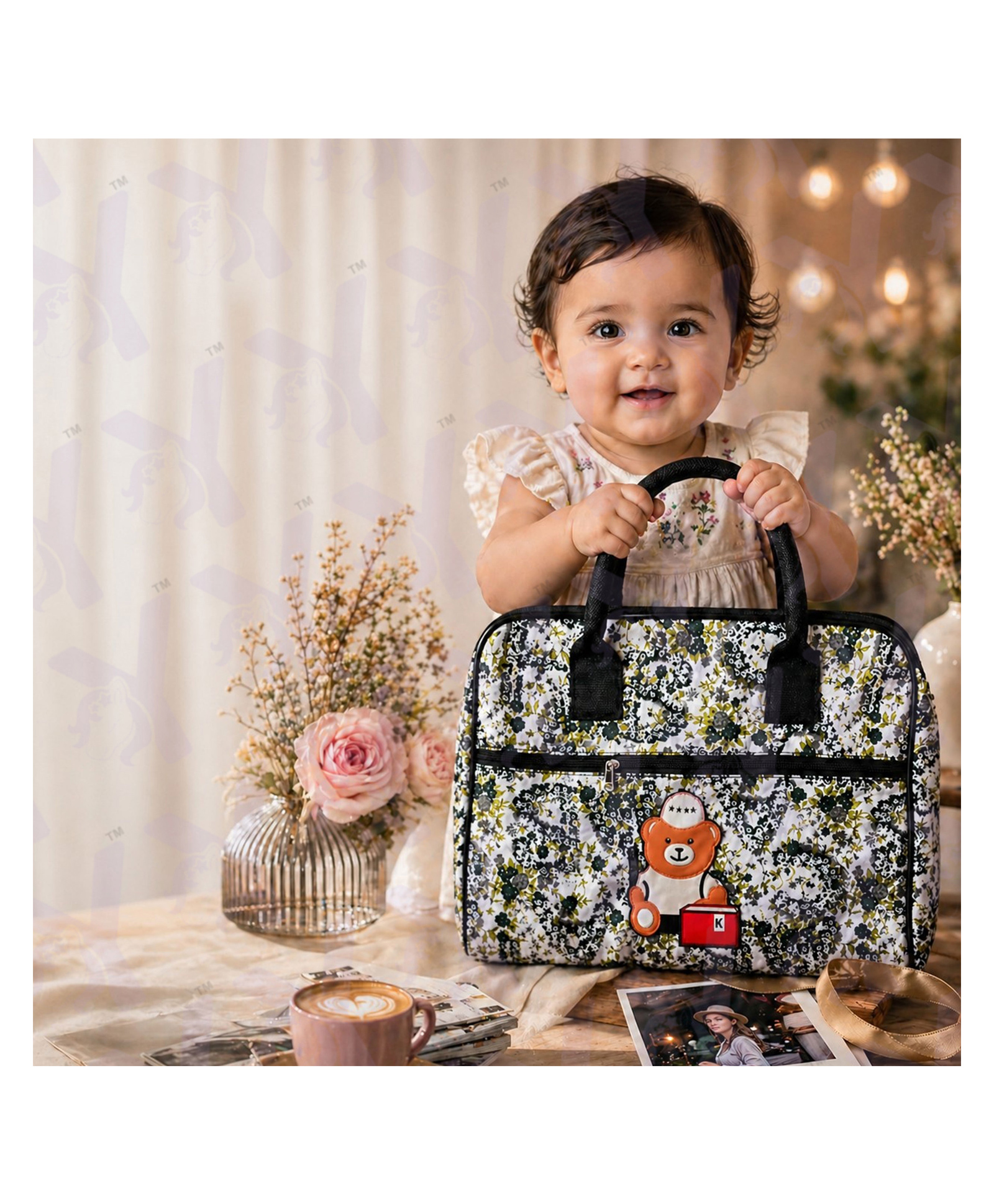 Yunicorn Max Multipurpose Floral Printed Travel Bag/ Little Traveler's Floral Duffel Bag /All-Purpose Tote/ Teddy Charm Floral Travel Case/ Commuter Bag/ Mother Bag/ Kids Travel Bag-image-9