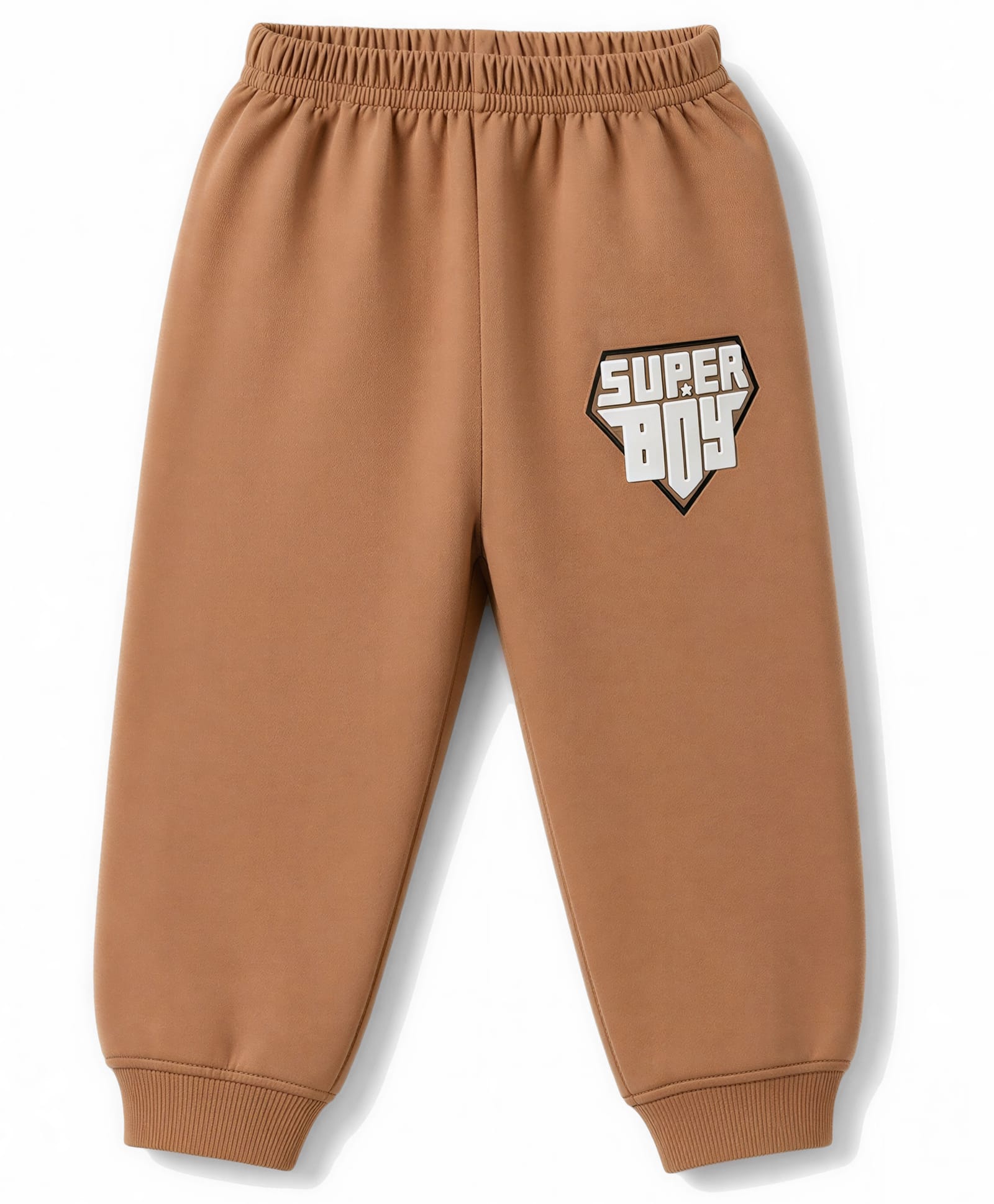 Tango Looper Knit Full Length Lounge Pant with Super Boy Text Print - Light Brown-picture-2