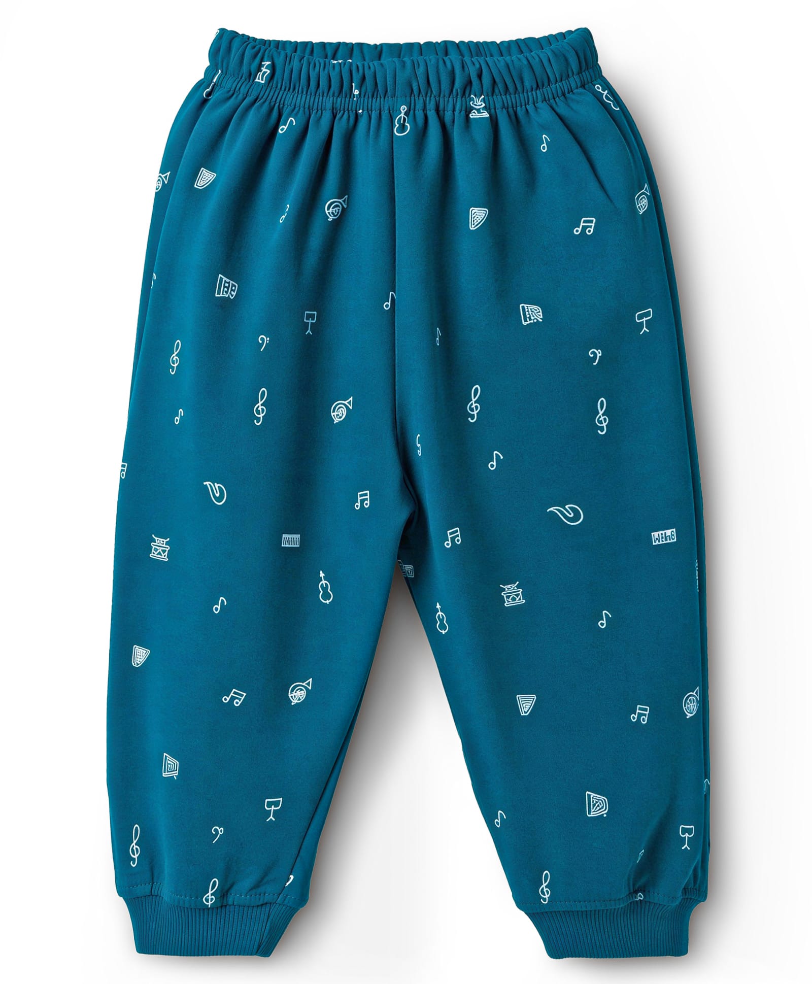 Tango Looper Knit Full length Lounge Pant with Music Node Print - Teal Blue-image-41
