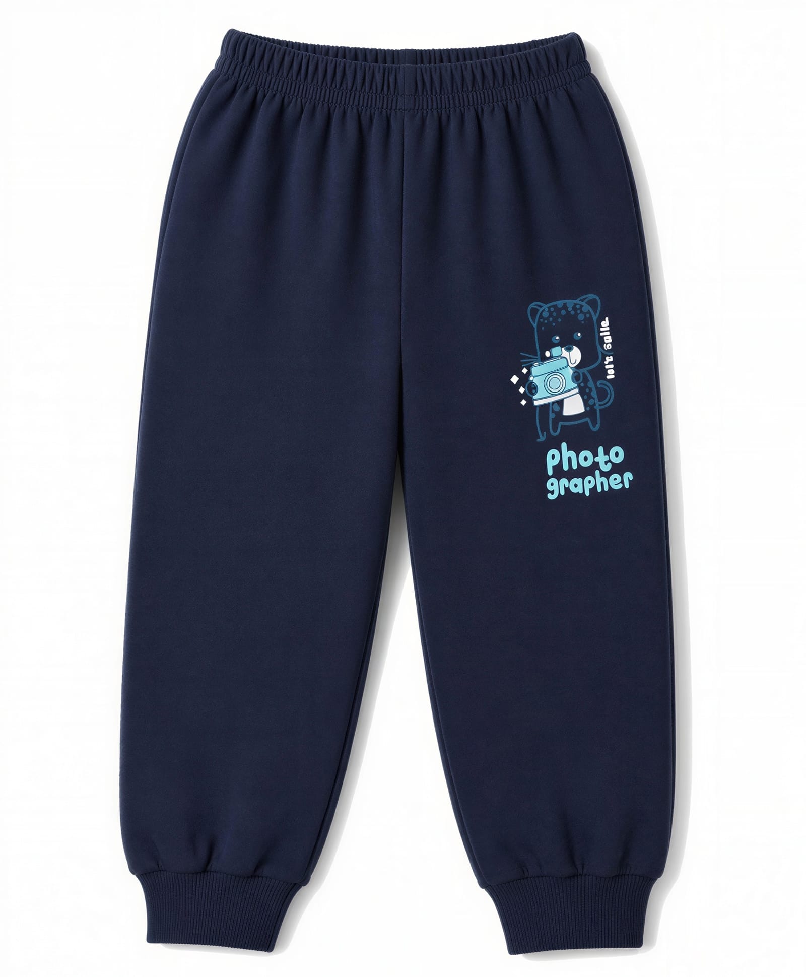 Tango Looper Knit Full Length Lounge Pant with Bear Photographer Print - Blue-image-24
