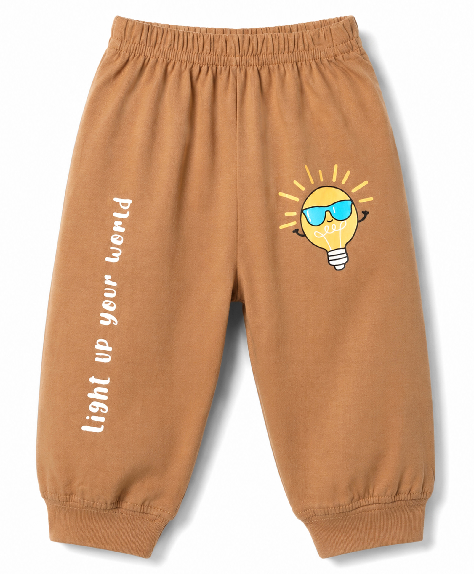 Tango Single Jersey Knit Full Length Lounge Pant with Light Up Your World Print - Brown-picture-38