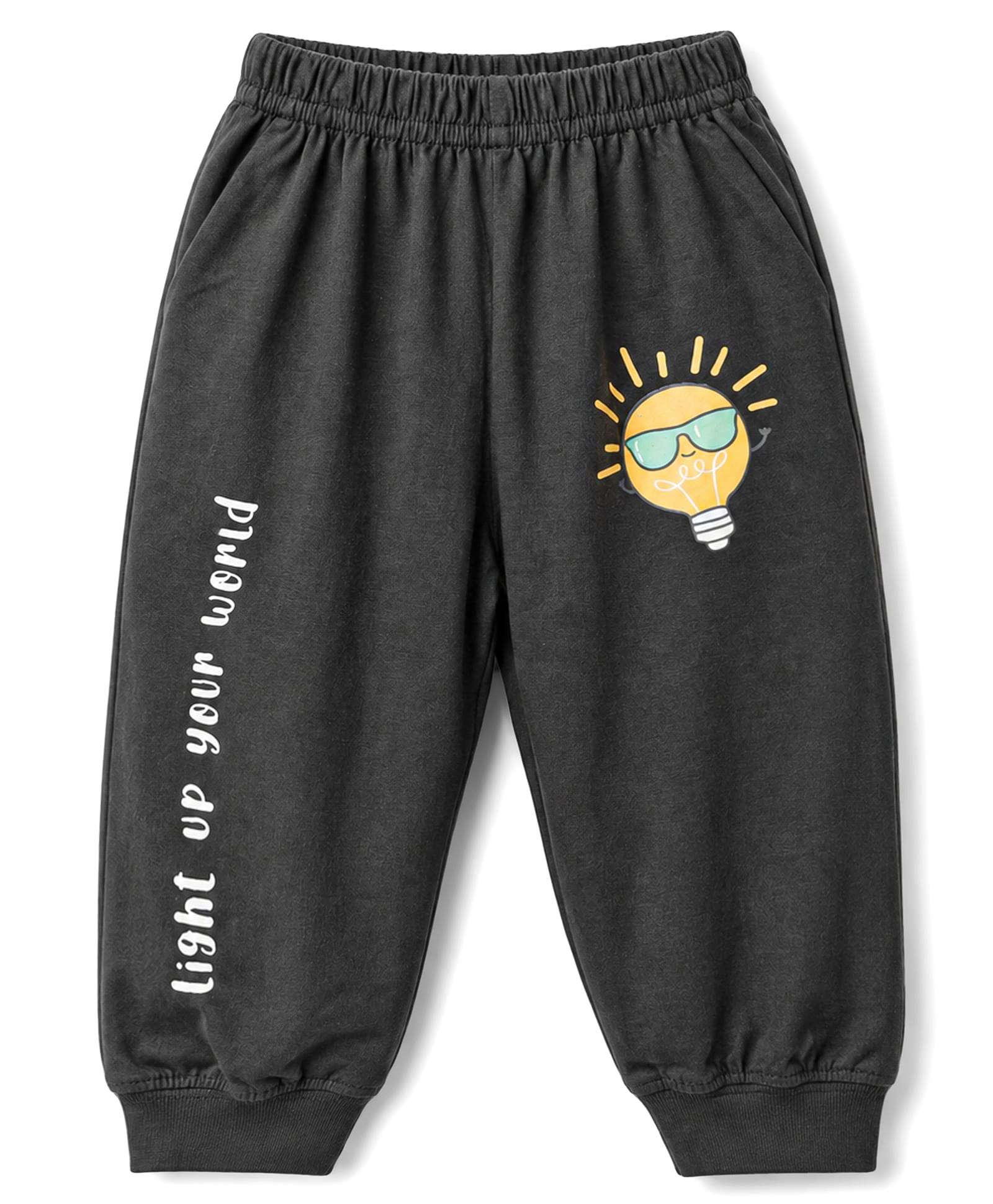 Tango Single Jersey Knit Full Length Lounge Pant with Light Up Your World Print - Black-picture-37