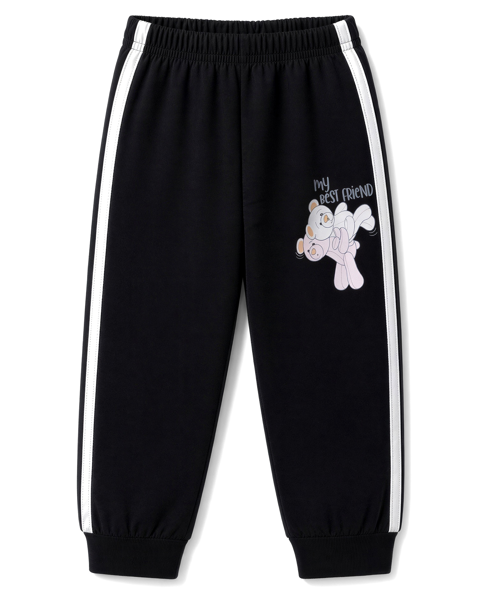 Tango Single Jersey Knit Full Length Lounge Pant with Teddy Bear Print - Black-image-37
